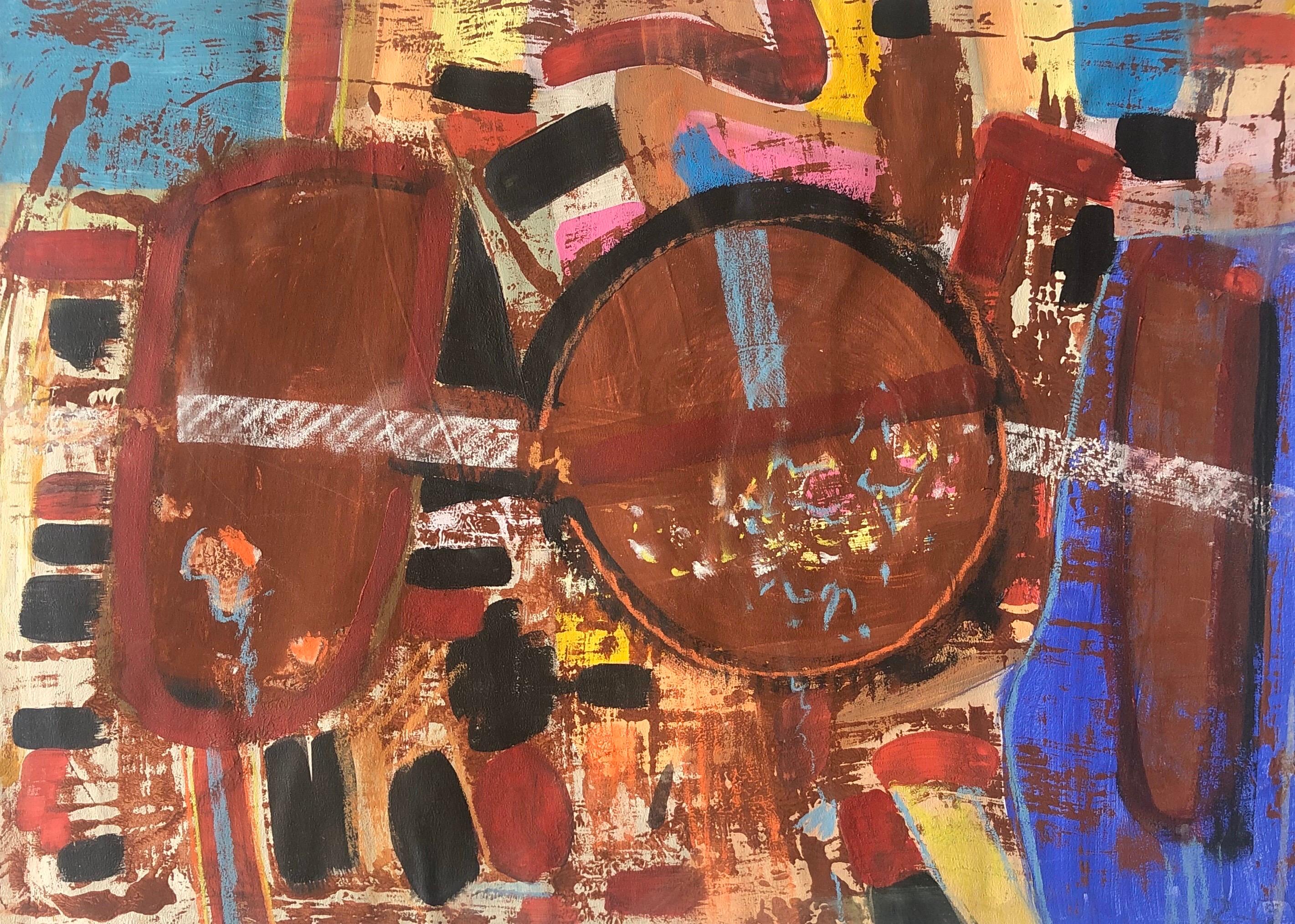 Peinture abstraite britannique moderne et colorée du XXe siècle - formes géométriques