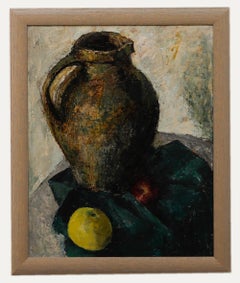 Modern British Mid 20th Century Oil - Still Life with Jug & Apples