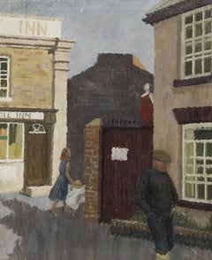 Modern British School 20th Century Oil - English Street Scene
