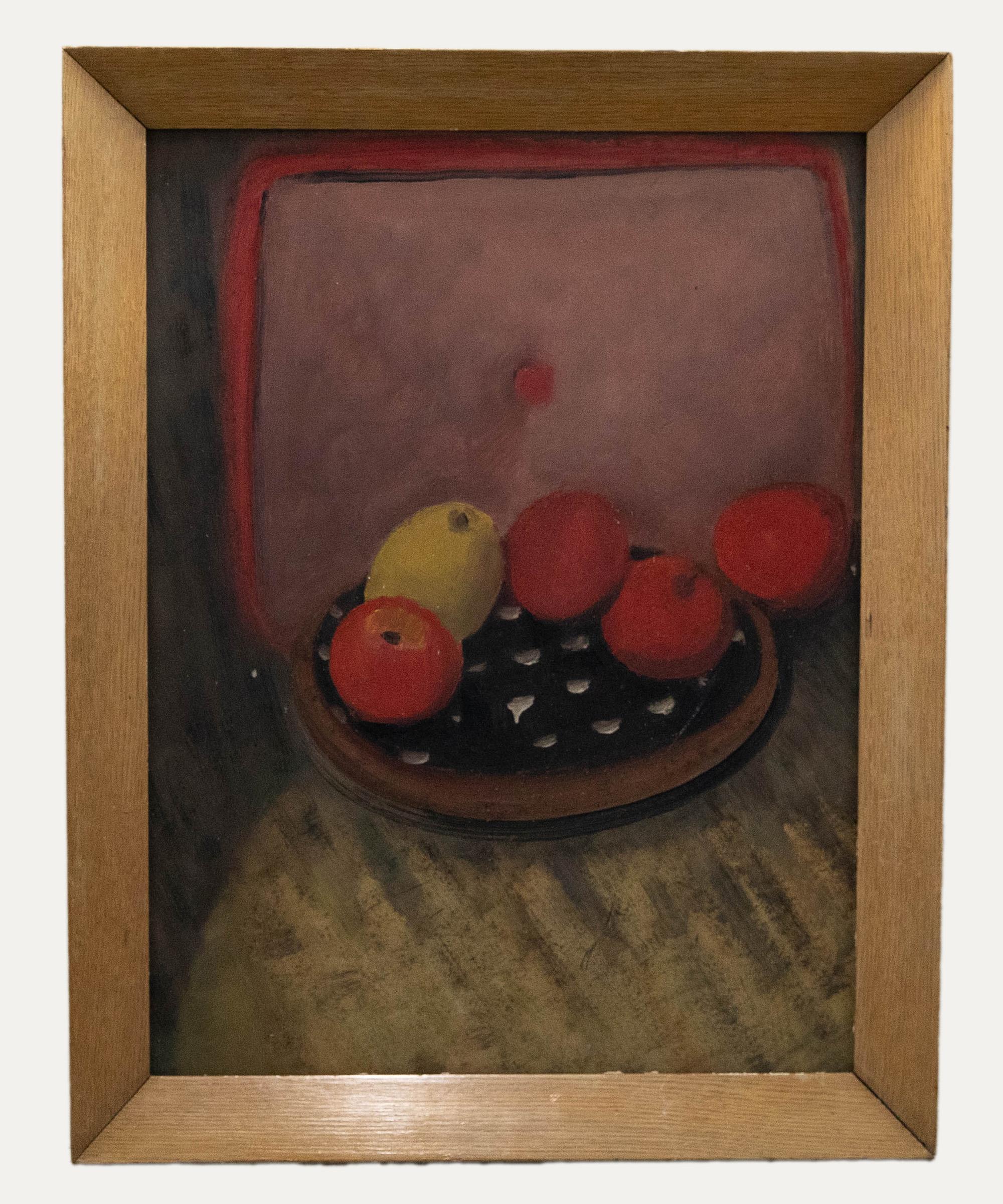 Unknown Still-Life Painting - Modern British School Mid 20th Century Oil - The Fruit Bowl