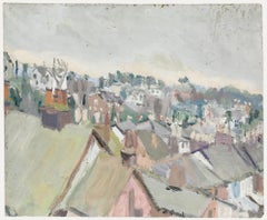 Modern British School Mid 20th Century Oil - Vue sur les toits