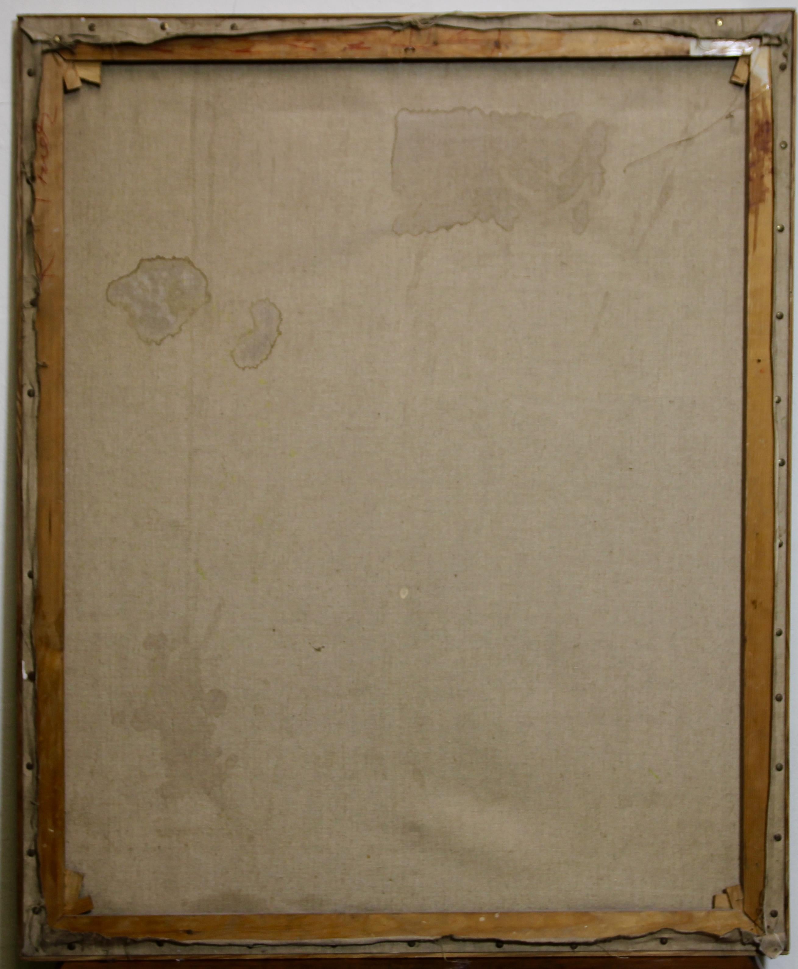 Pintura moderna y decorativa de flores, acrílico sobre lienzo. Firmado y fechado. en venta 2