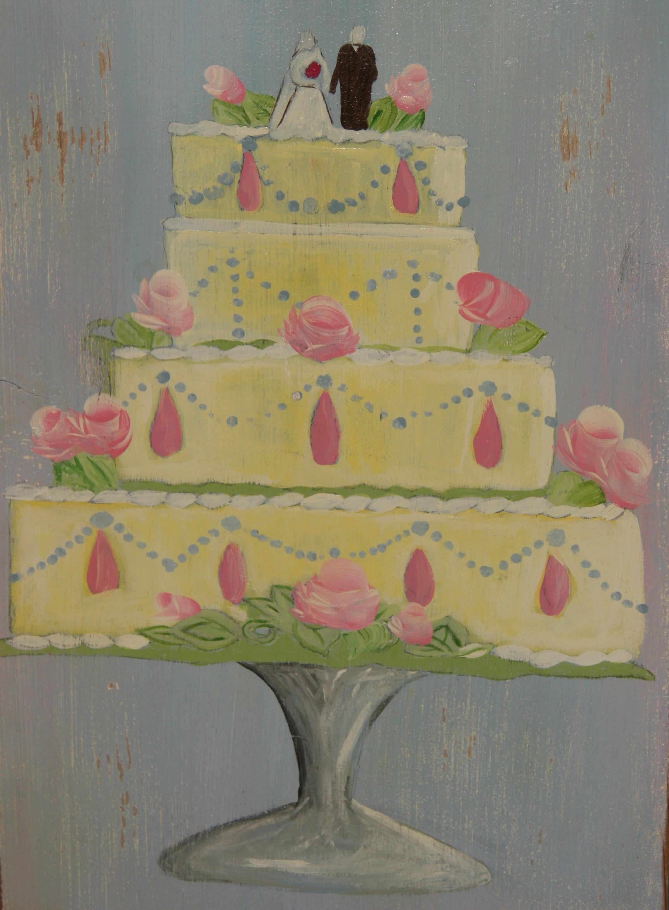5028 French Patisserie wood panel with a wedding cake
Signed on verso 