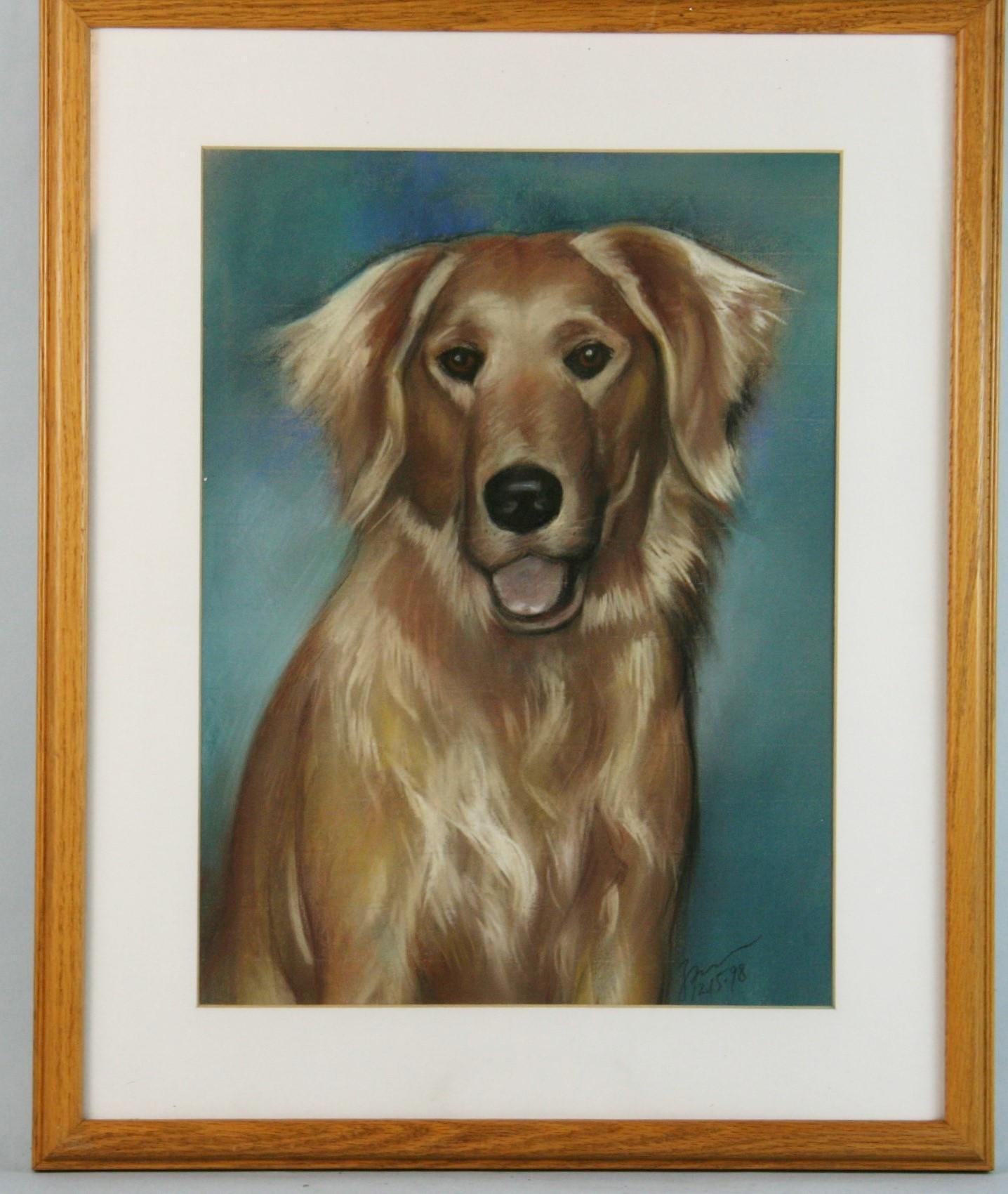 The Moderns Golden Retriever Dog peinture à l'huile au pastel - Painting de Unknown