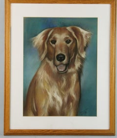 Modern Golden Retriever Dog Oil Pastel Painting