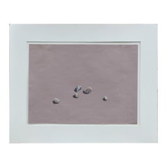 Modern Gray and Mauve Toned Hyper Realism Surrealist Drawing of Rocks