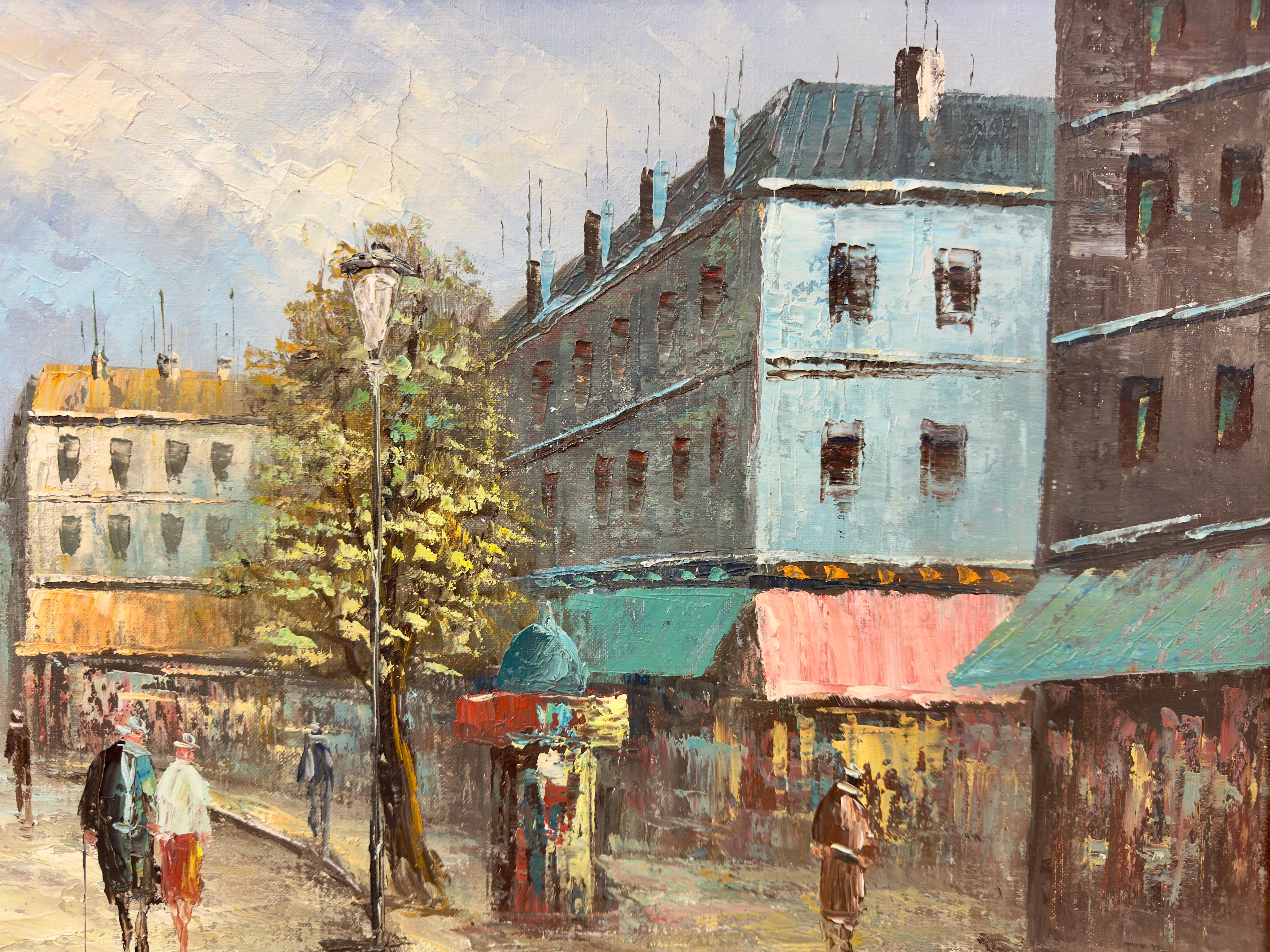 Modern Impressionist European City Street Oil on Canvas by Ambrose, Signed For Sale 4