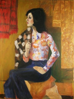 Modern Impressionist Female Figurative Portrait of a Pensive Woman
