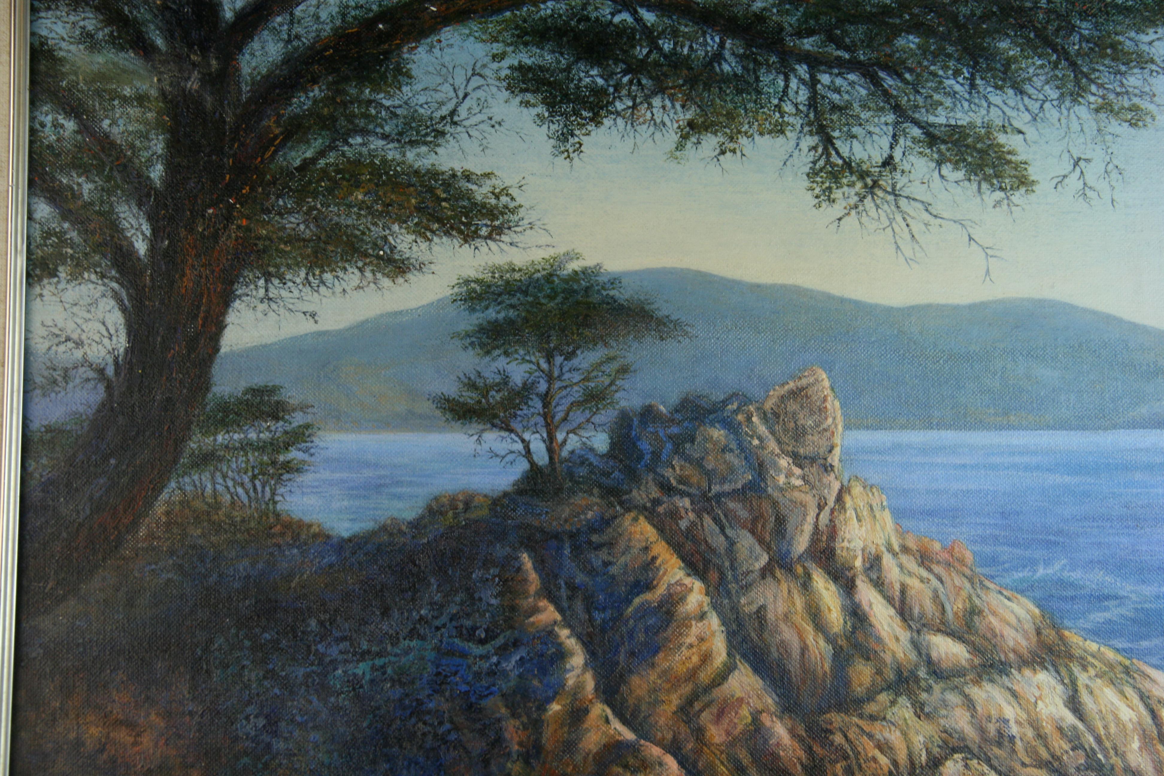 Unknown Landscape Painting - Modern Impressionist Landscape California Coastal Inlet