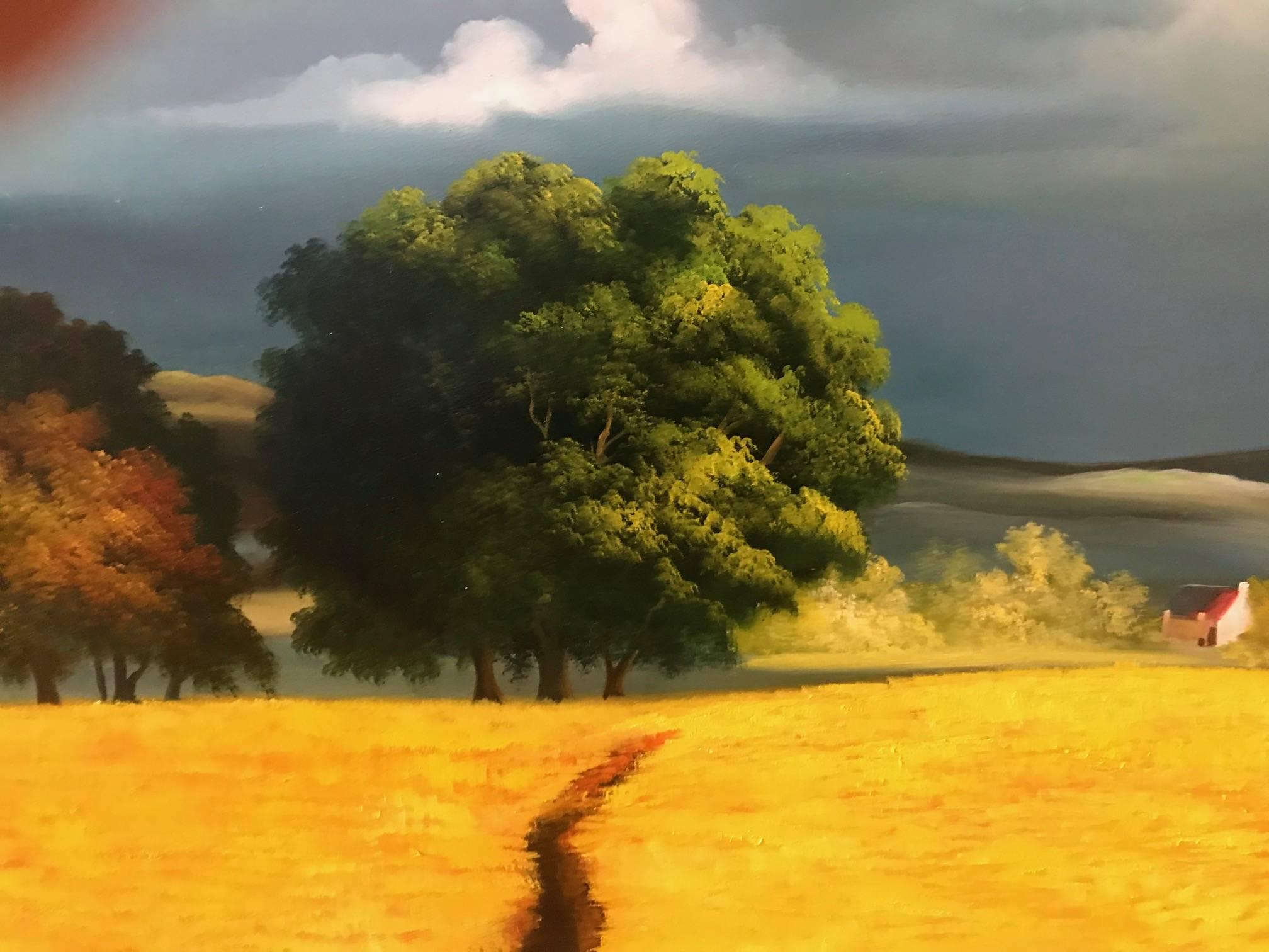 MODERN LANDSCAPE IN YELLOW - Modern Painting by Unknown
