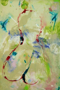 Modern Nude Female Figural Painting, Gouache, Framed, 1980s, 9.5x7.5"