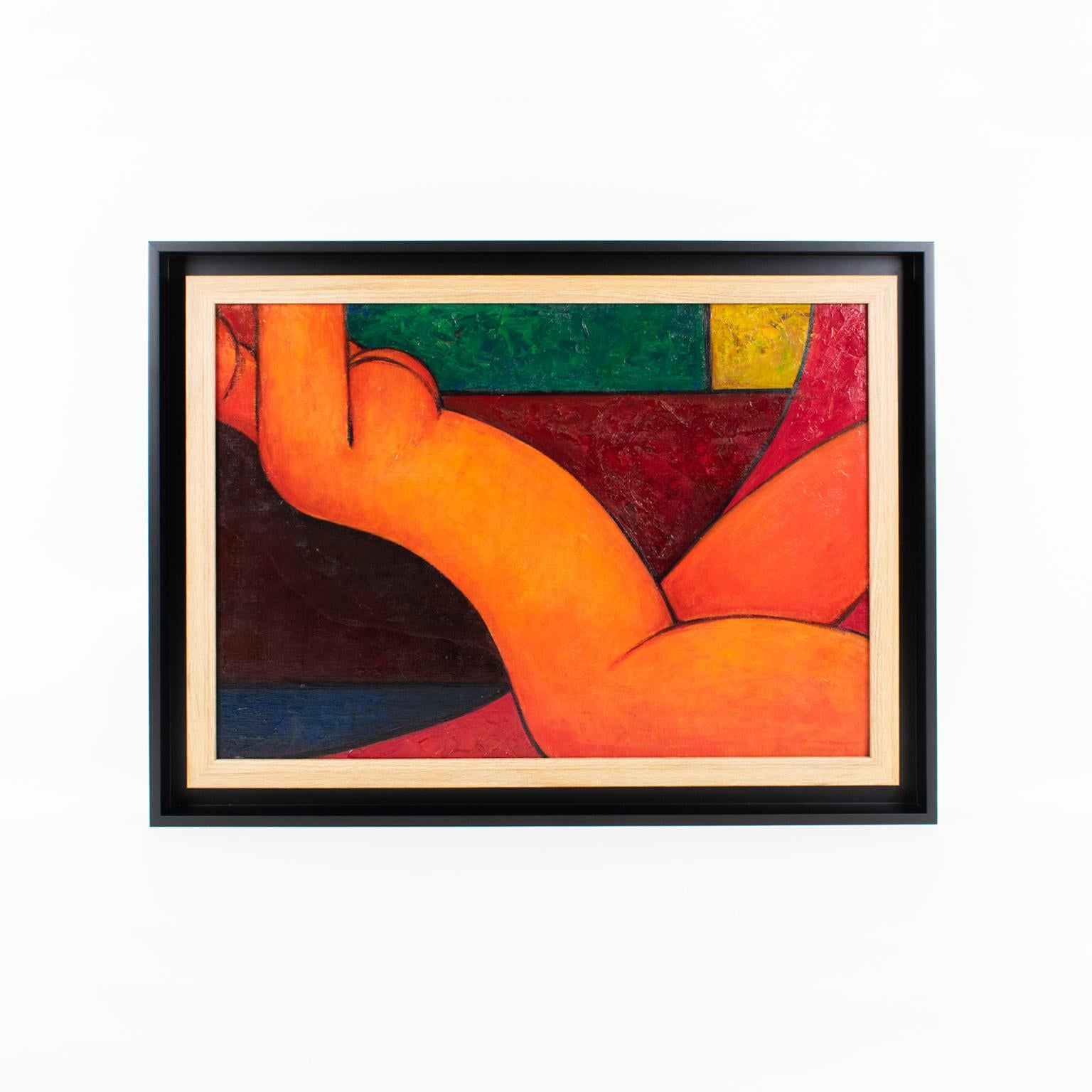 Moderner orangefarbener Akt, Öl auf Leinwand, Gemälde im Angebot 3