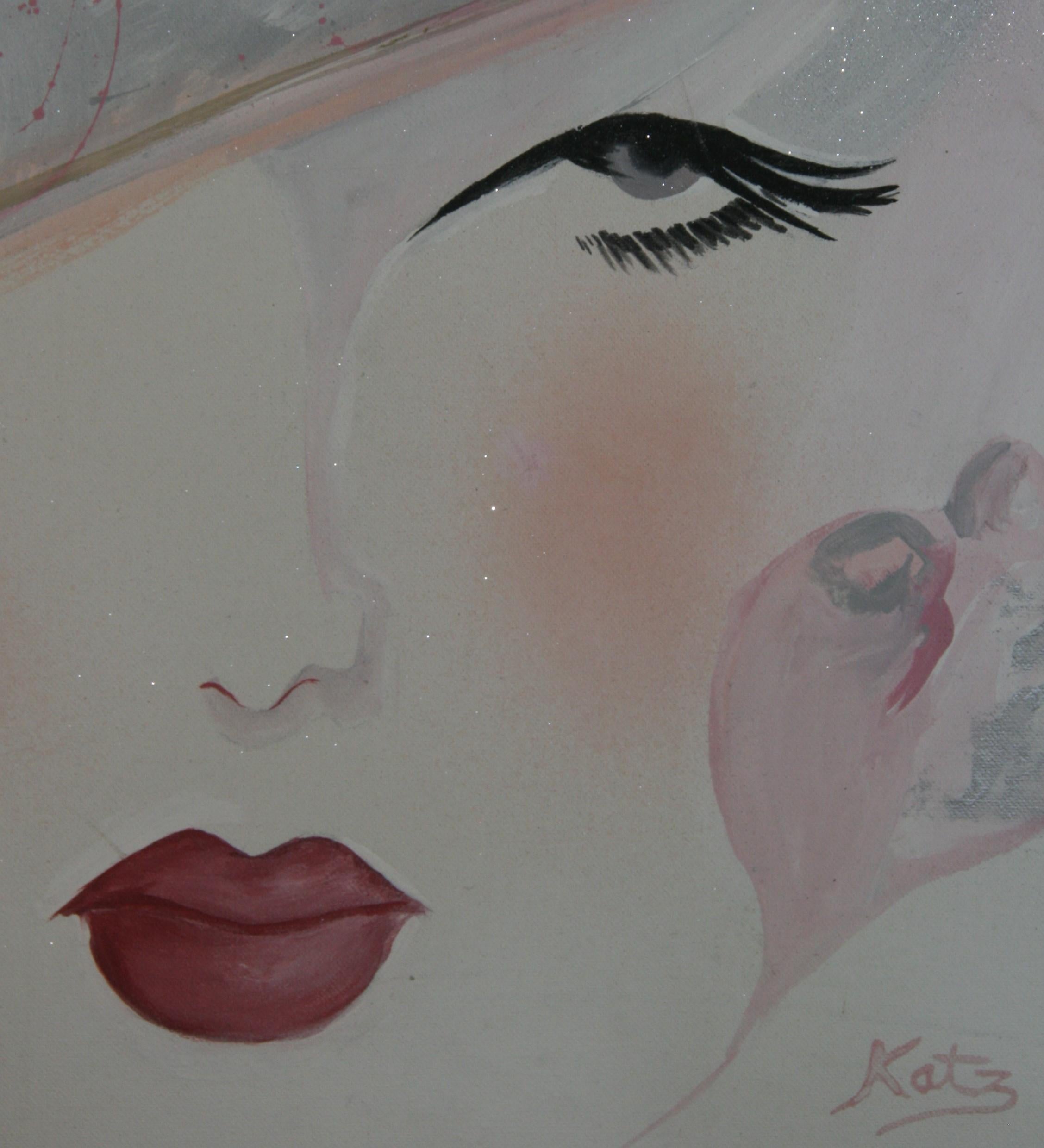 4059 Red Lips acrylic Pop Art portrait set in a custom gilt frame
Image size 15.5x23