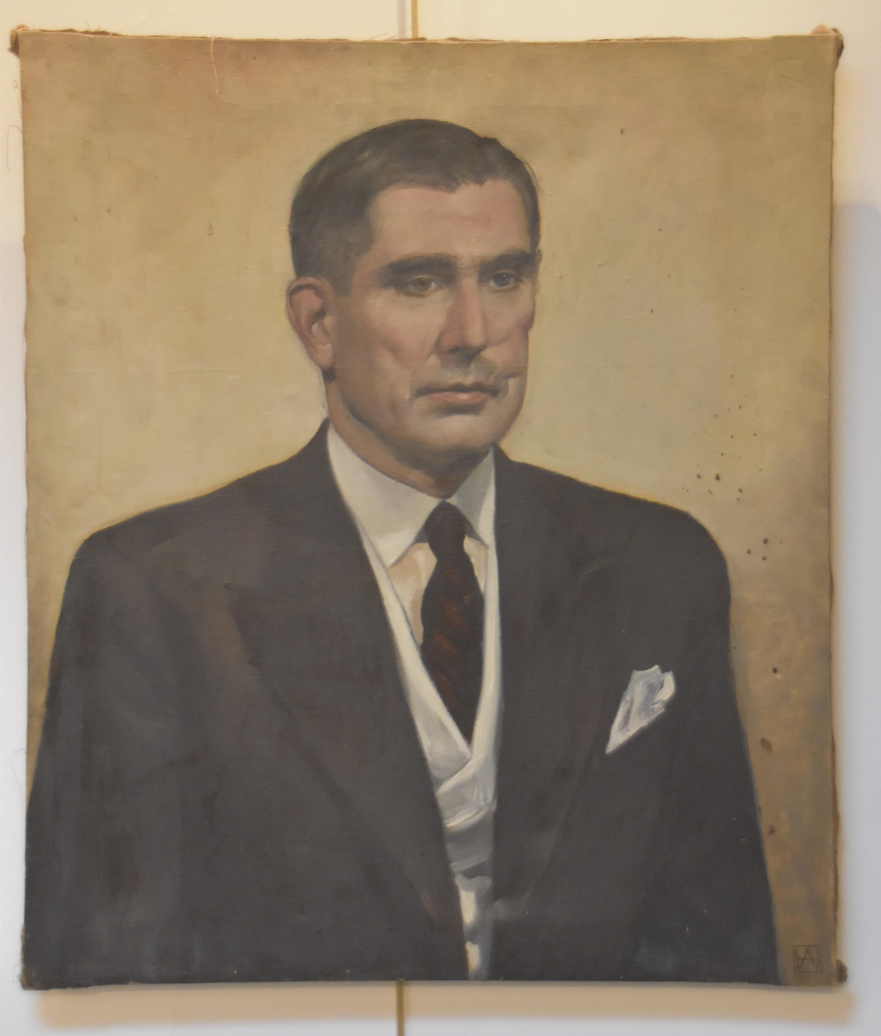 Modern school, 20th century, Portrait of a man, monogrammed AH - Painting by Unknown