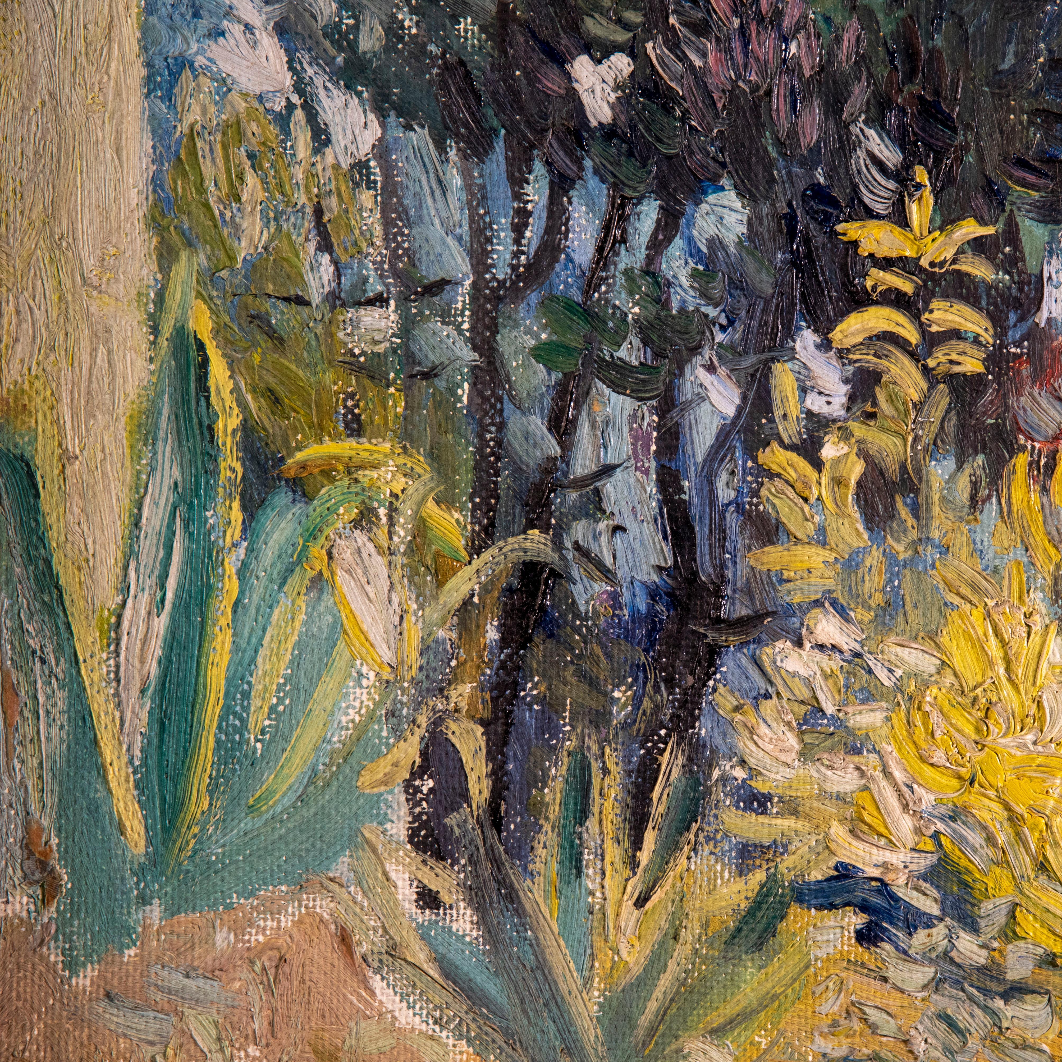 Modernes signiertes Gemälde Französische Riviera-Landschaft (Braun), Landscape Painting, von Unknown