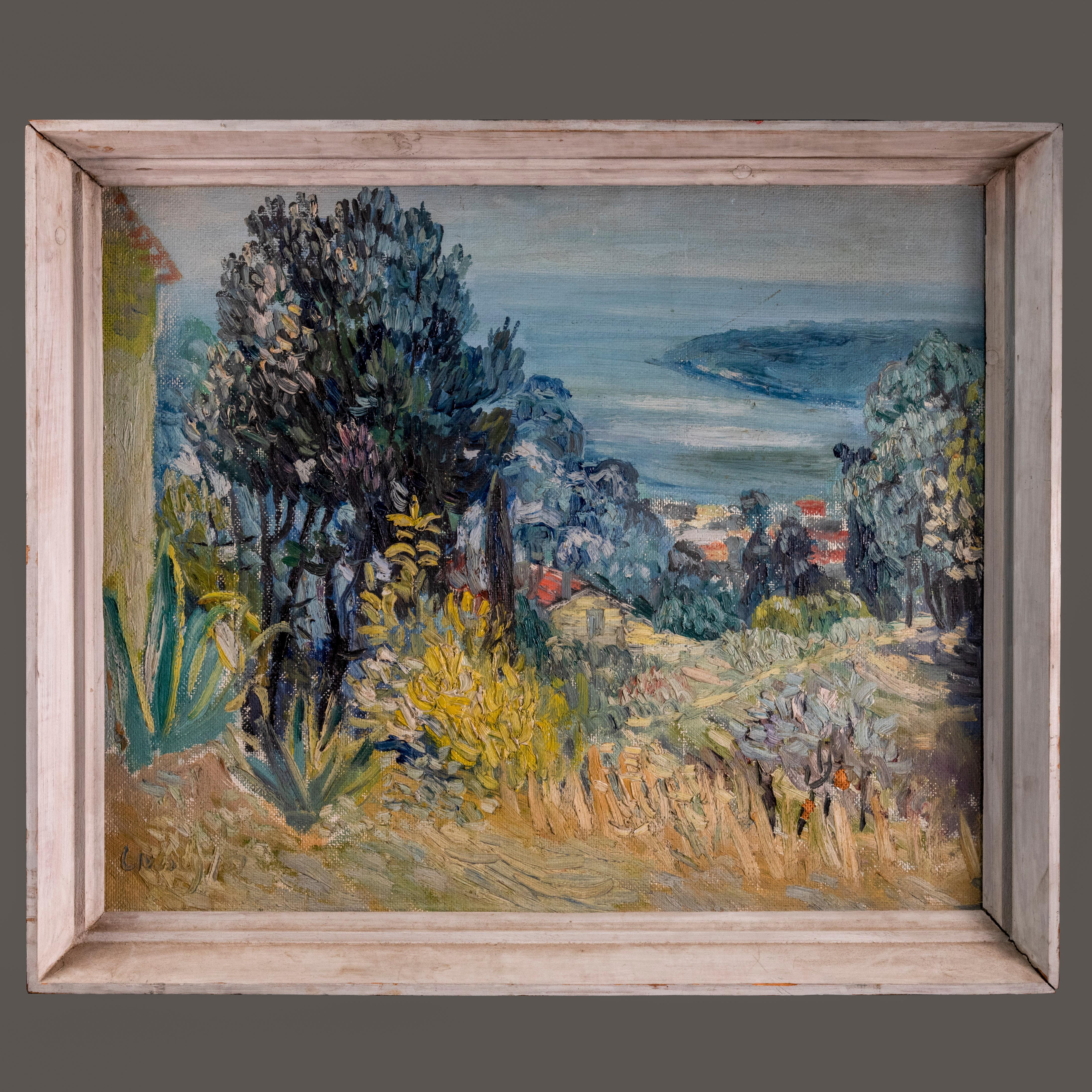 Modernes signiertes Gemälde Französische Riviera-Landschaft im Angebot 5