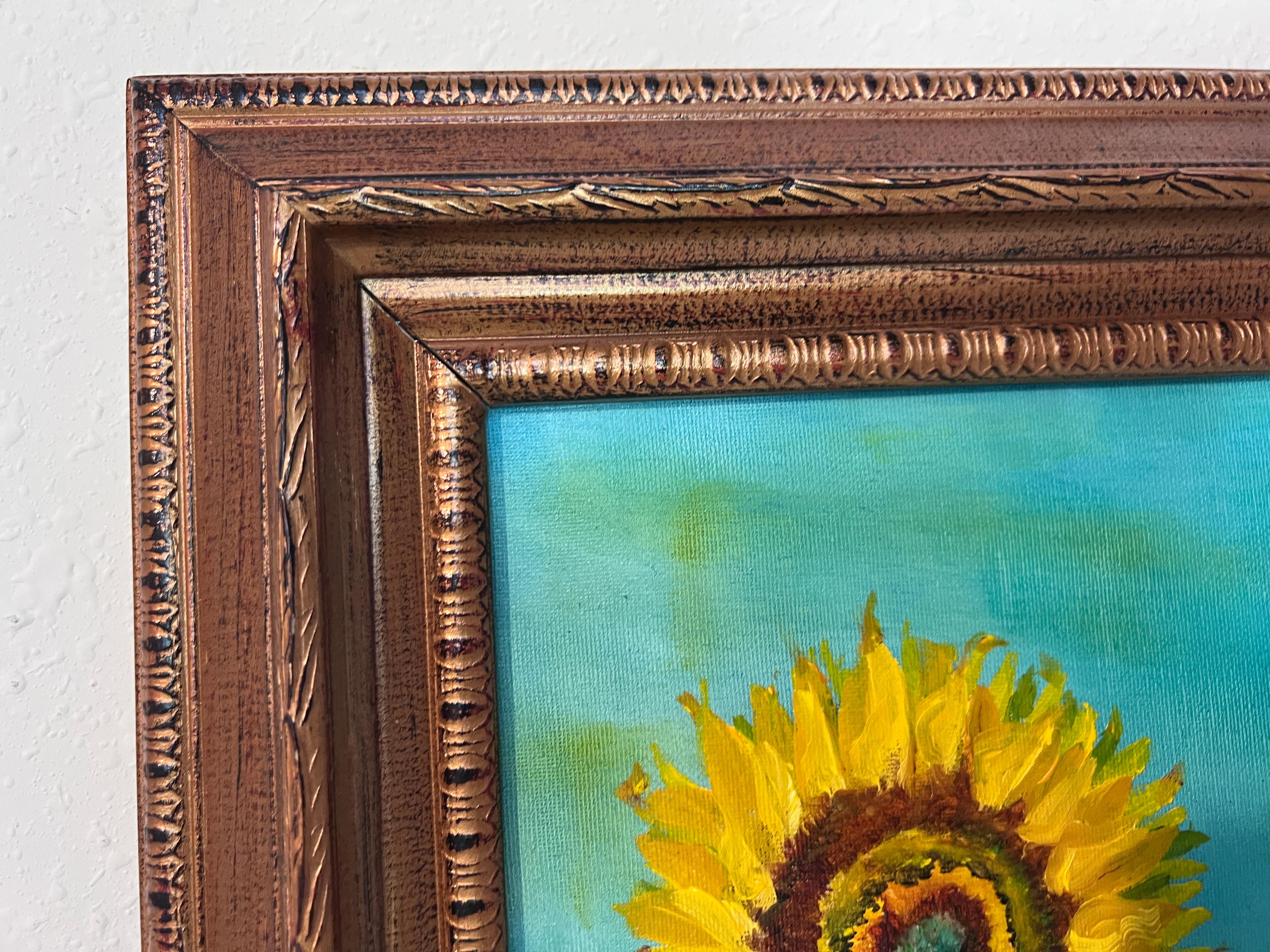 Modernes Sonnenblumen Stilleben Acrylgemälde im Van Gogh Stil Signiert 2025 im Angebot 1