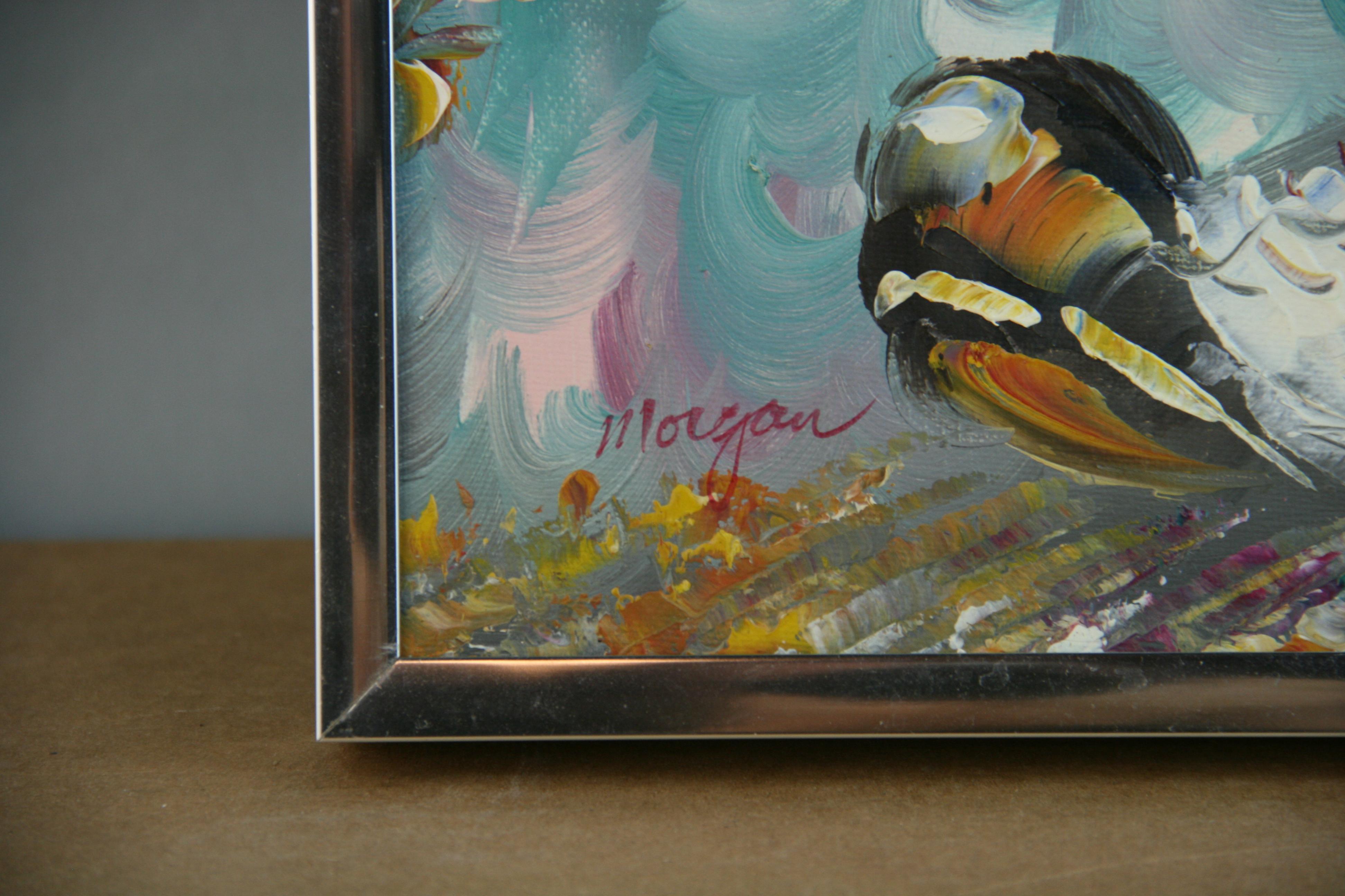 4048 Modern Surreal musician sax player
Set in a metal frame
Signed Morgan for Brenda Polsky Morgan Childs (1942-2008)