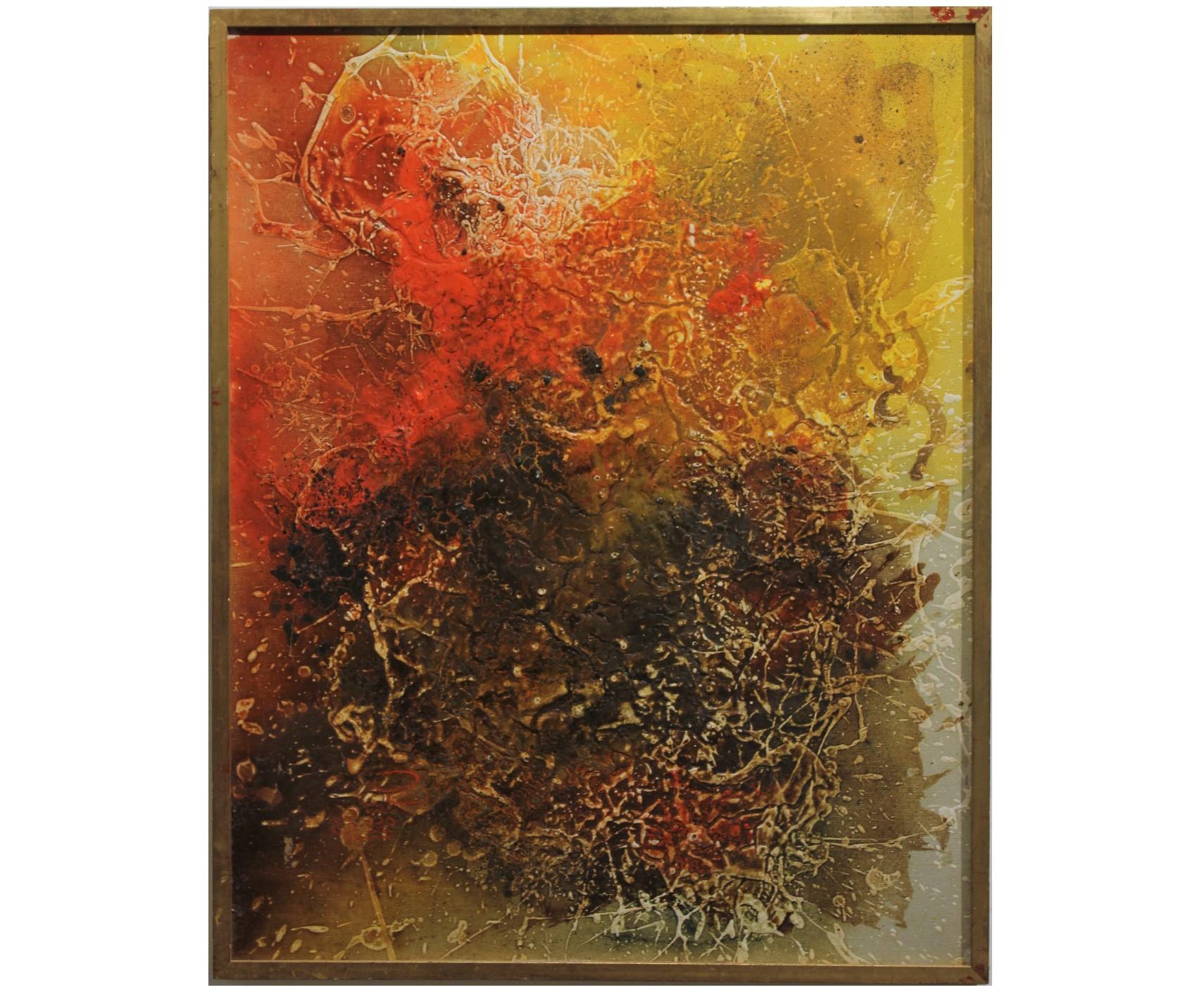 Modern Textured Yellow with Orange Abstract Expressionist - Painting by Unknown