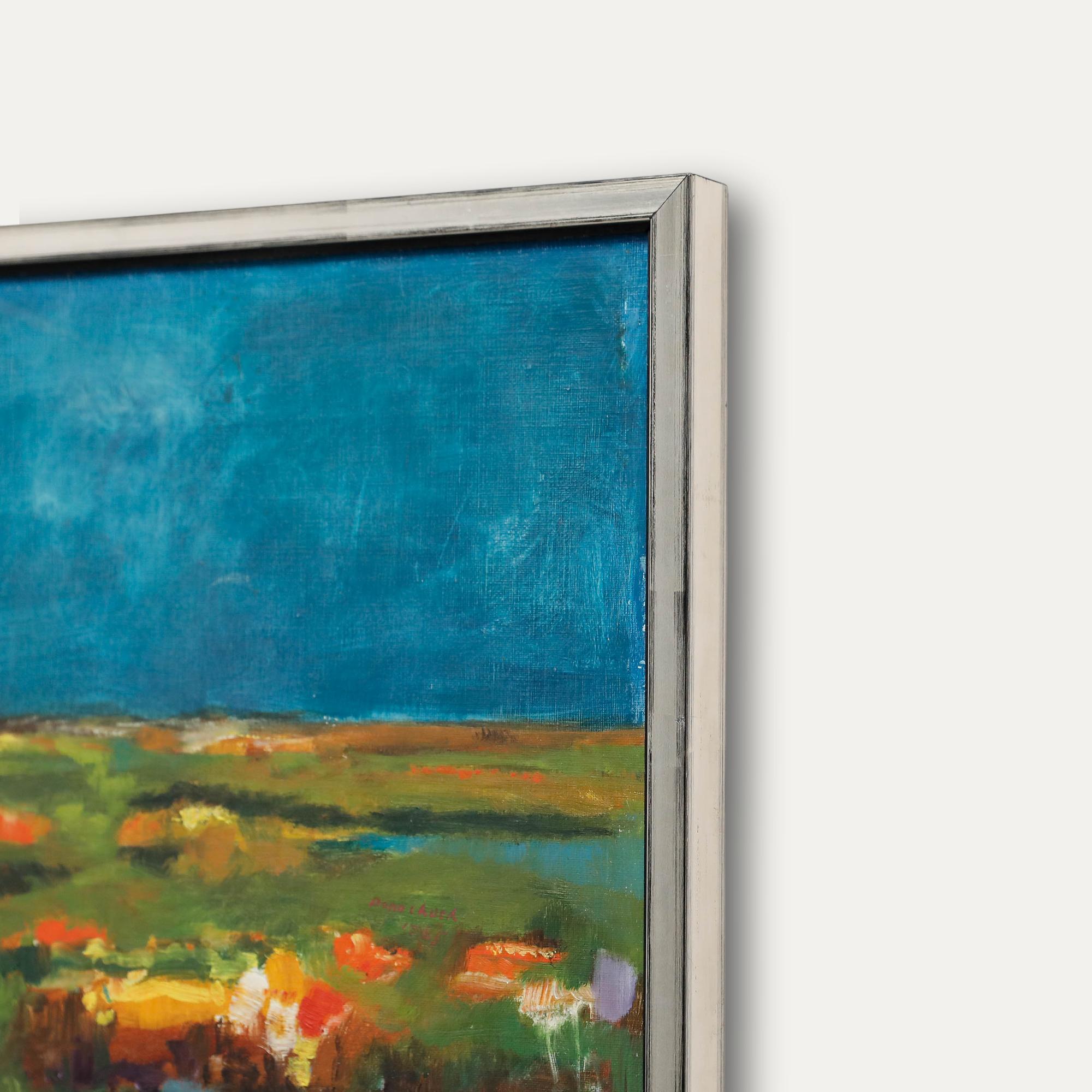 Modernist 1965 Öl - Abstraktes Stadtbild 1