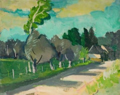 Huile moderniste du 20e siècle - Une promenade en été
