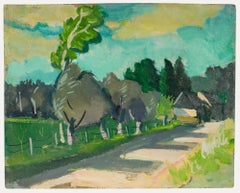 Huile moderniste du 20e siècle - Une promenade en été