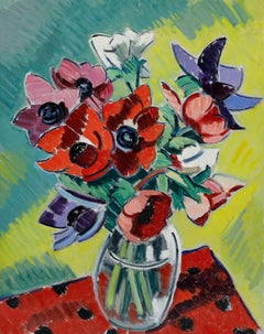Modernist 20th Century Oil - Still Life with Anemones II