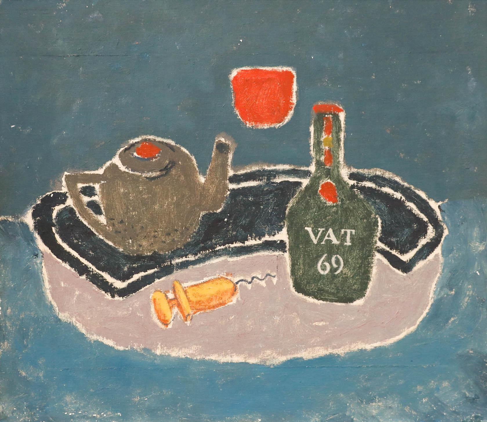 Modernistisches Öl des 20. Jahrhunderts - Tee und Whisky – Painting von Unknown
