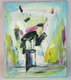 Modernist Abstract Flowers Oil Painting, Oversized, 2004, Unframed