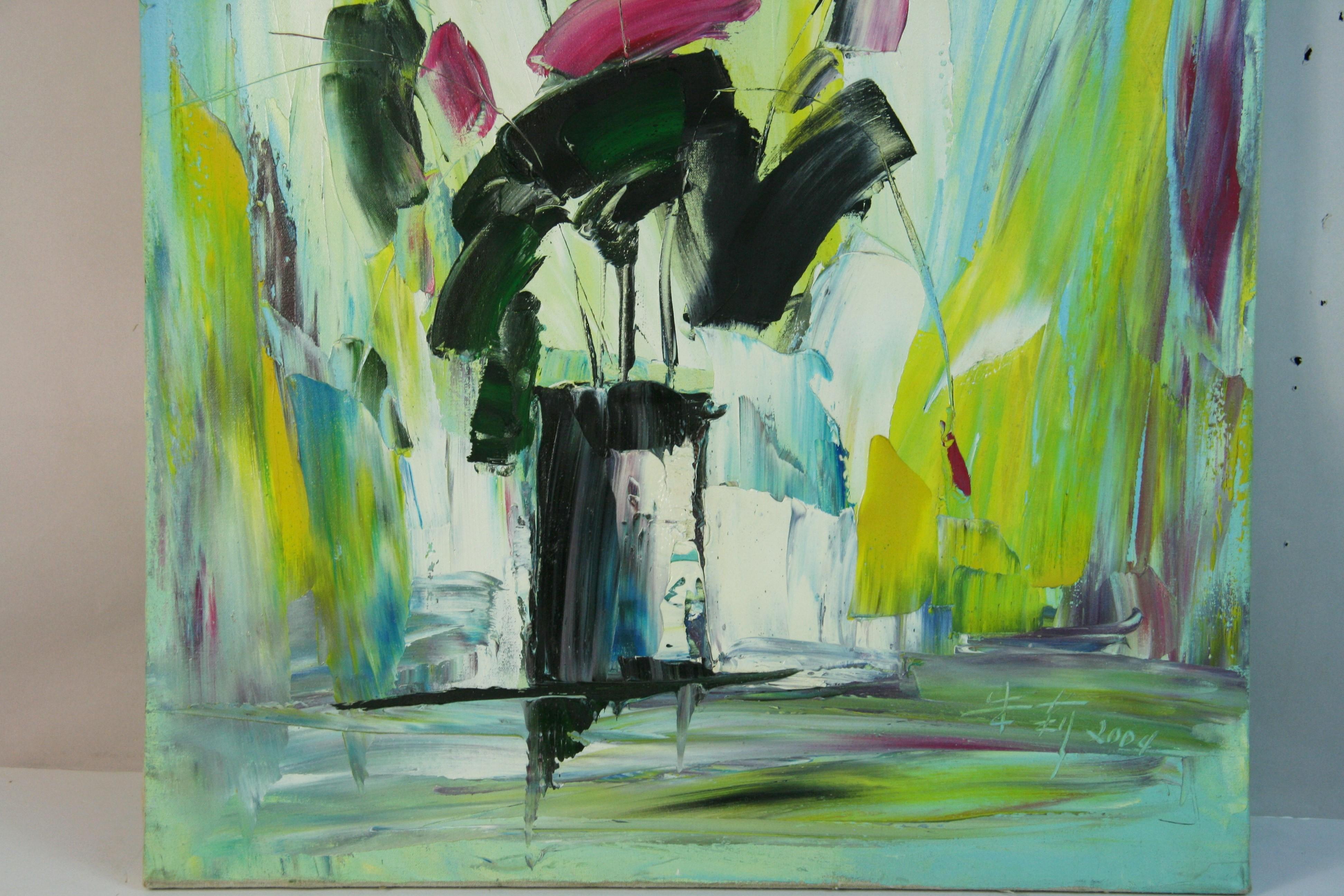 Modernist Abstract Flowers Oversized oil painting For Sale 2