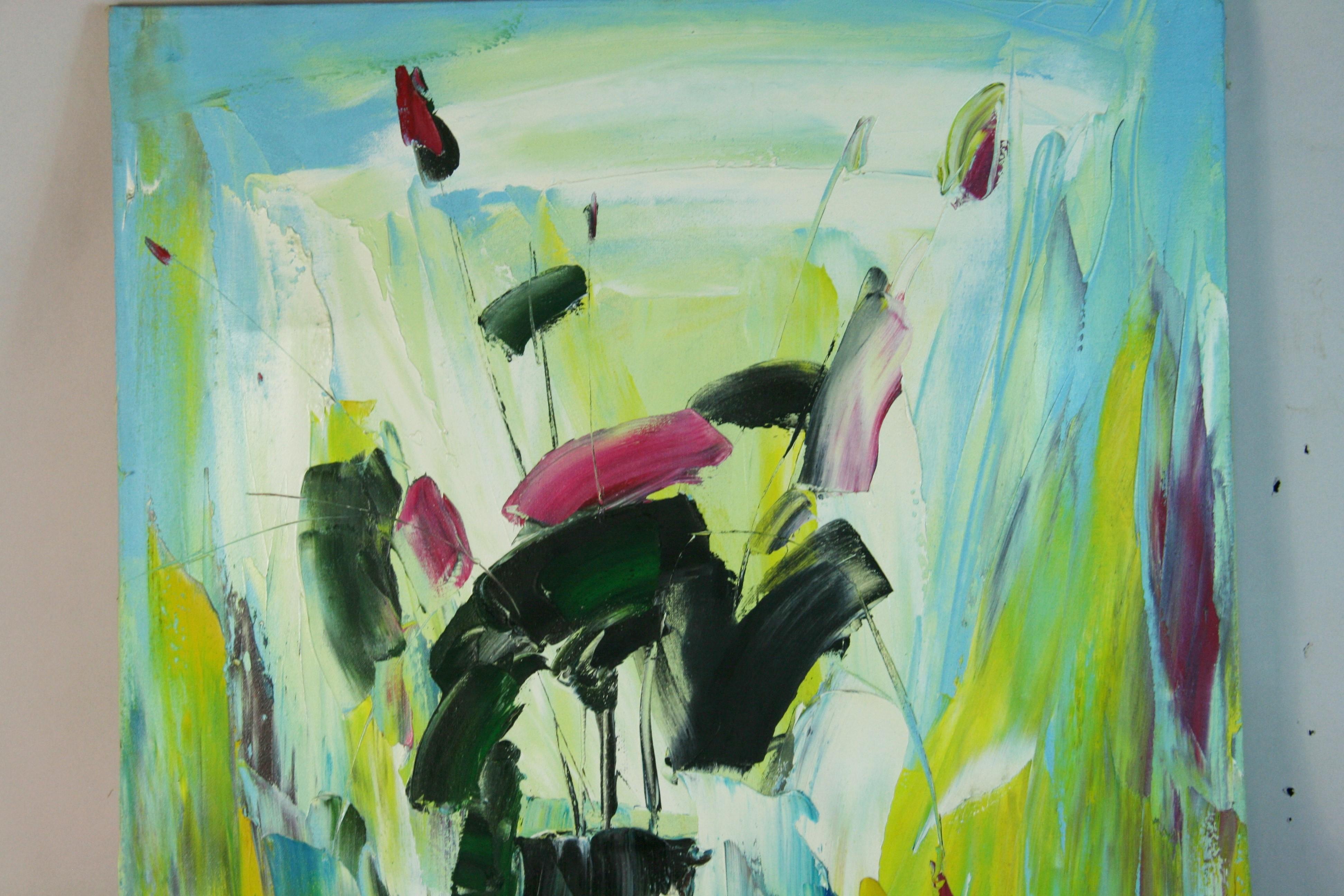 Modernist Abstract Flowers Oversized oil painting For Sale 3