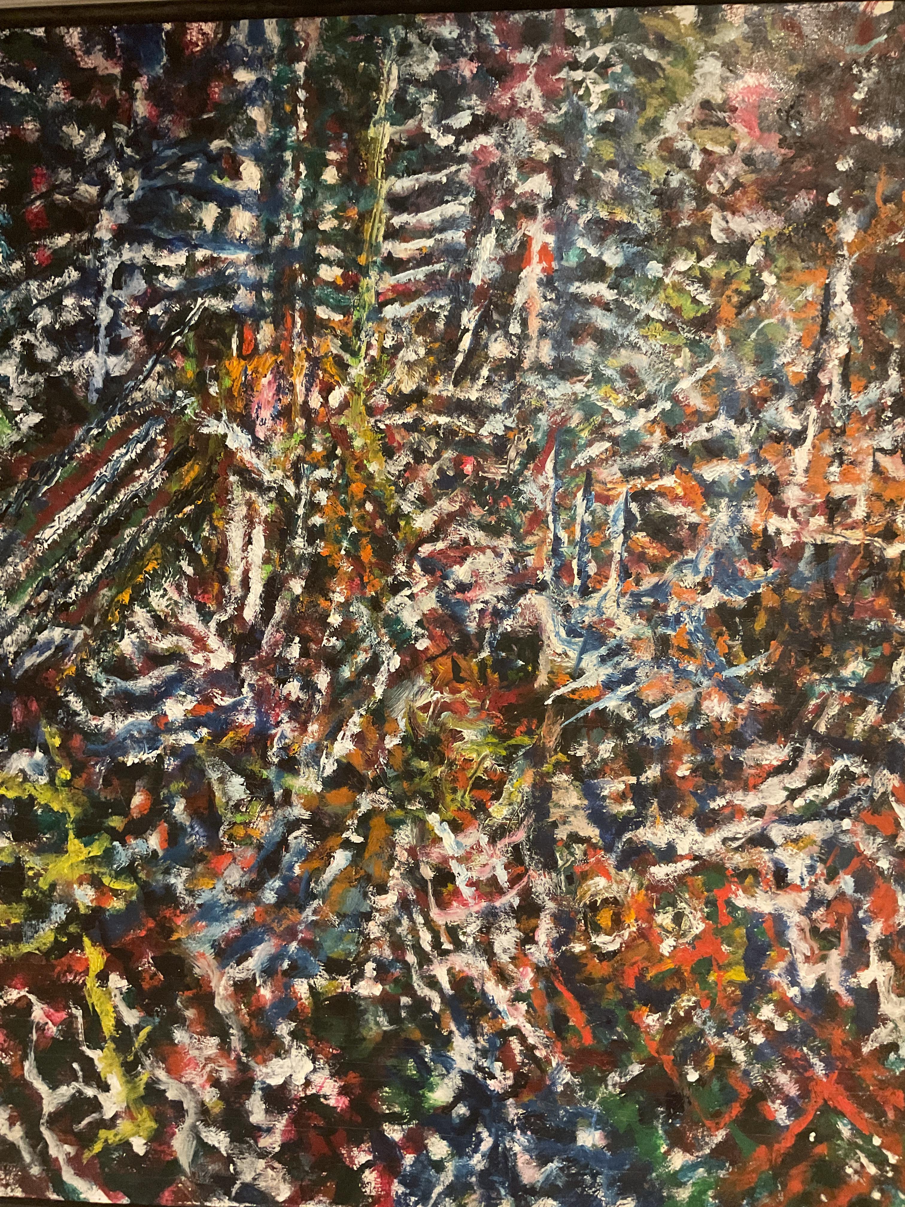 Abstraktes Gemälde der Moderne der Moderne – Luftaufnahme einer Stadt aus der Luft, ca. 1980 – Painting von Unknown