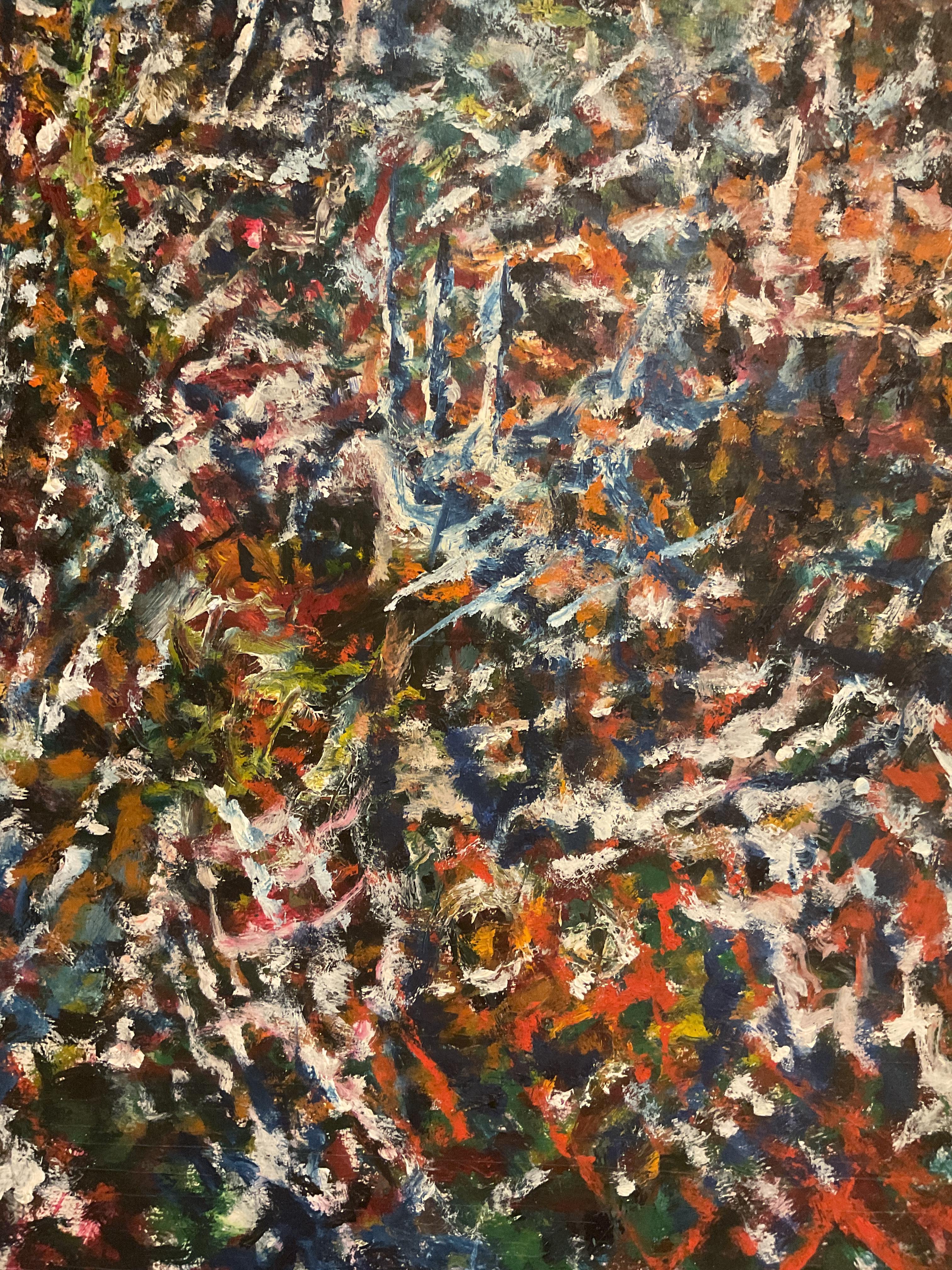 Abstraktes Gemälde der Moderne der Moderne – Luftaufnahme einer Stadt aus der Luft, ca. 1980 (Braun), Abstract Painting, von Unknown