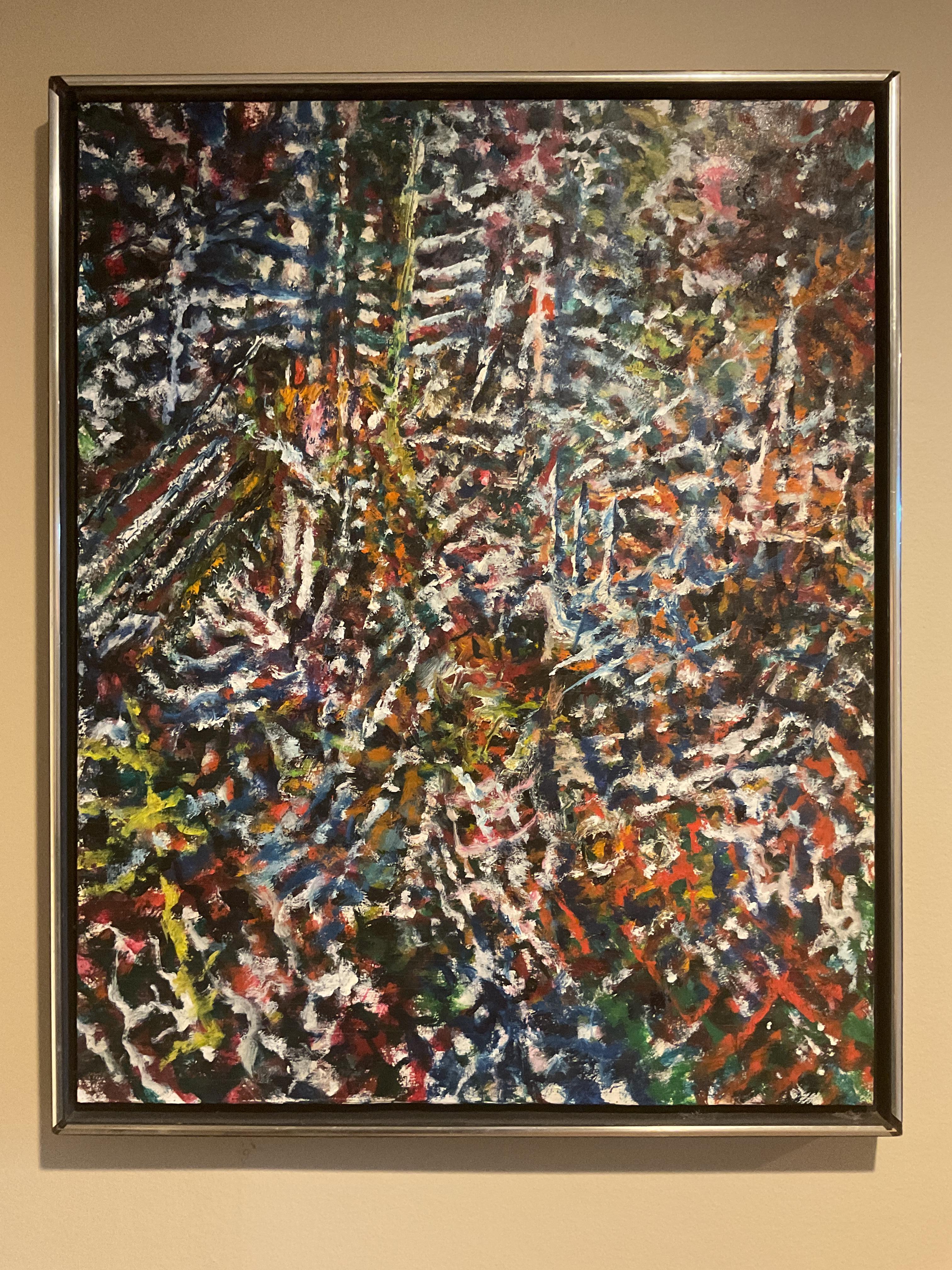Modernist Abstract Painting - Aerial Urban View of a City, ca 1980