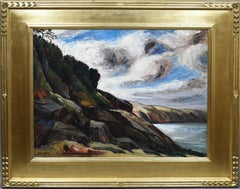 Modernist American School Nude Woman Beach Bather Signed Original Oil Painting