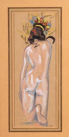 Modernist Back Nude Study, Expressive Brushwork, Signed