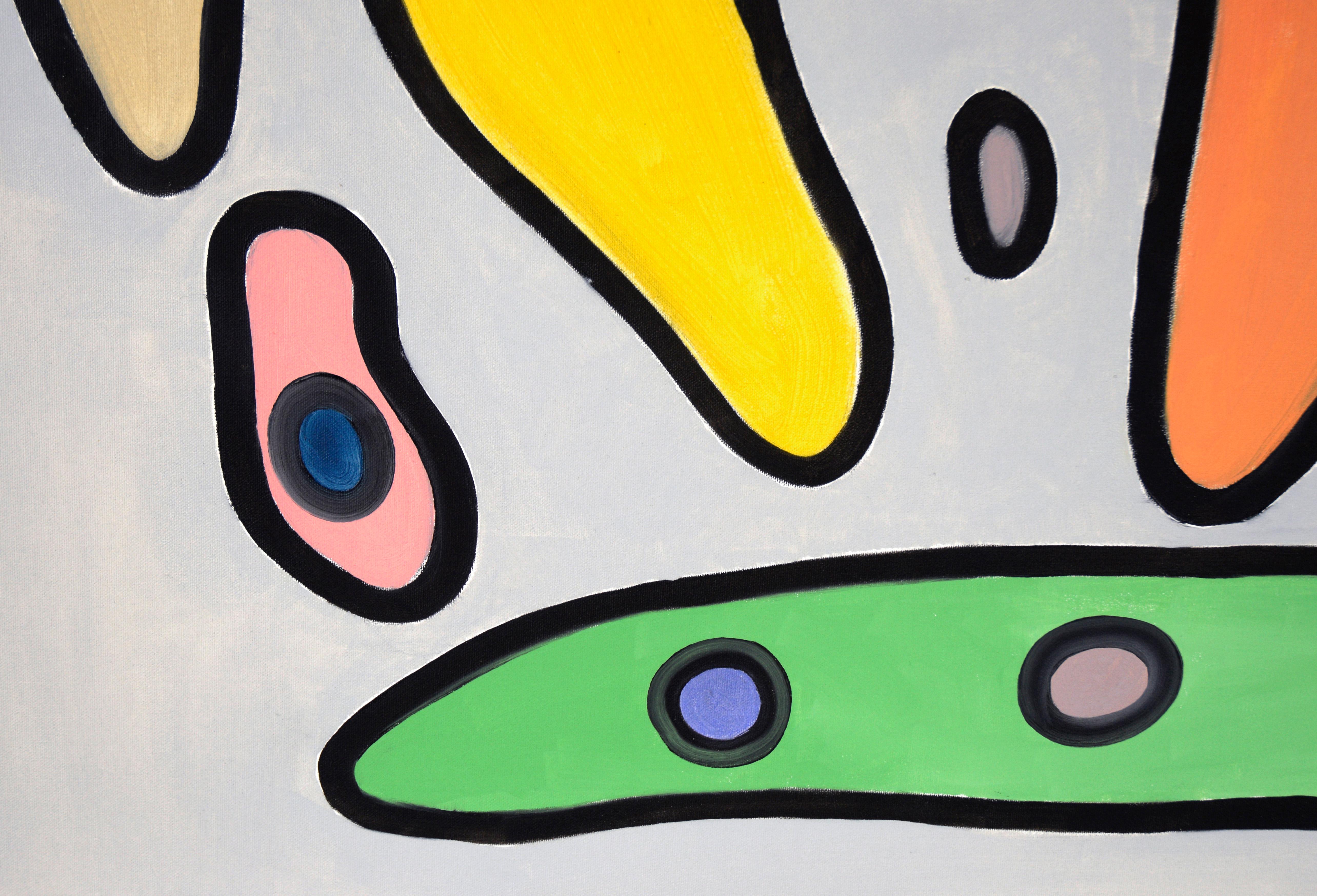 Modernist Biomorphic Abstract Composition in Acrylic on Canvas - Contemporary Painting by Unknown