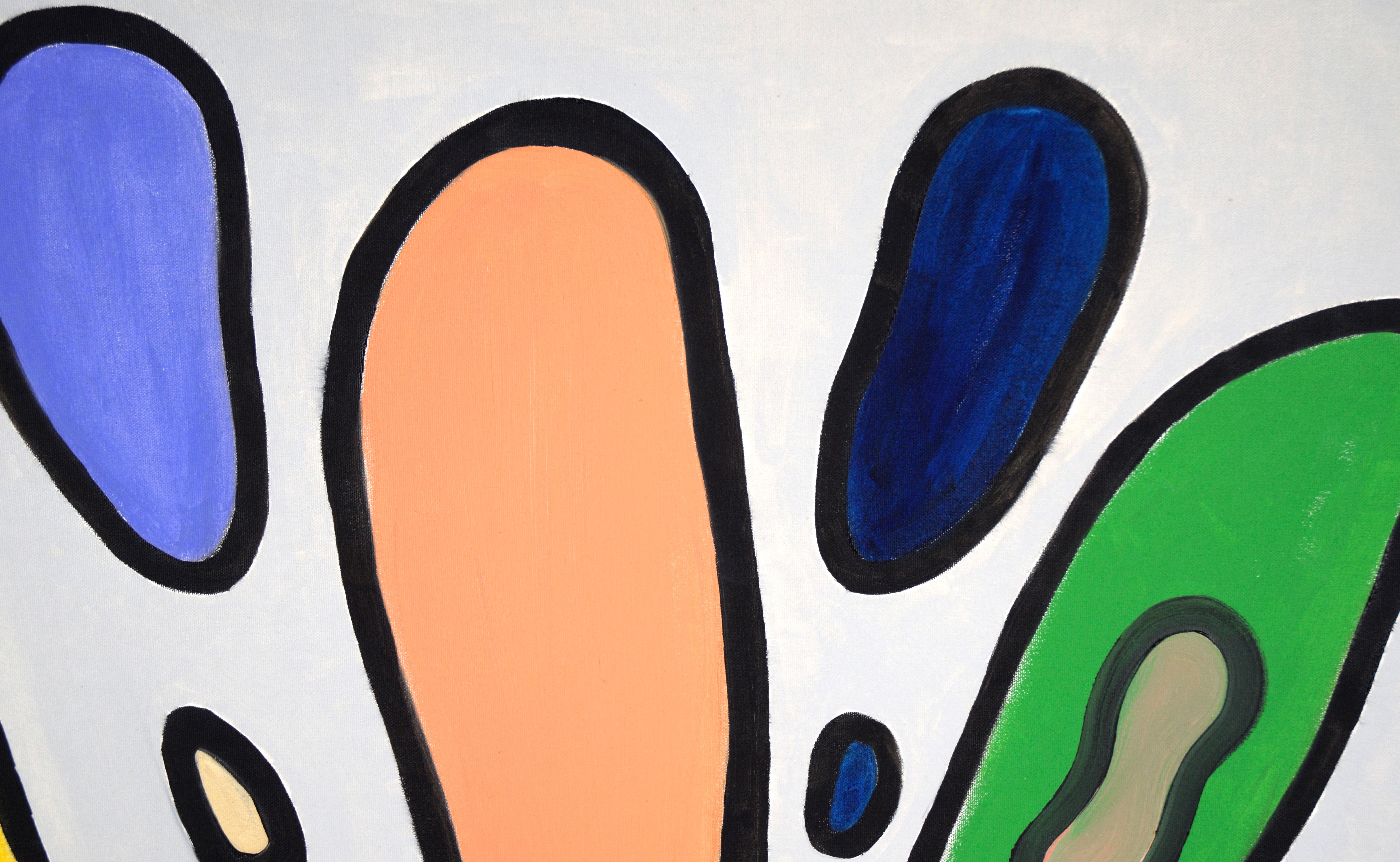 Modernist Biomorphic Abstract Composition in Acrylic on Canvas - Beige Figurative Painting by Unknown