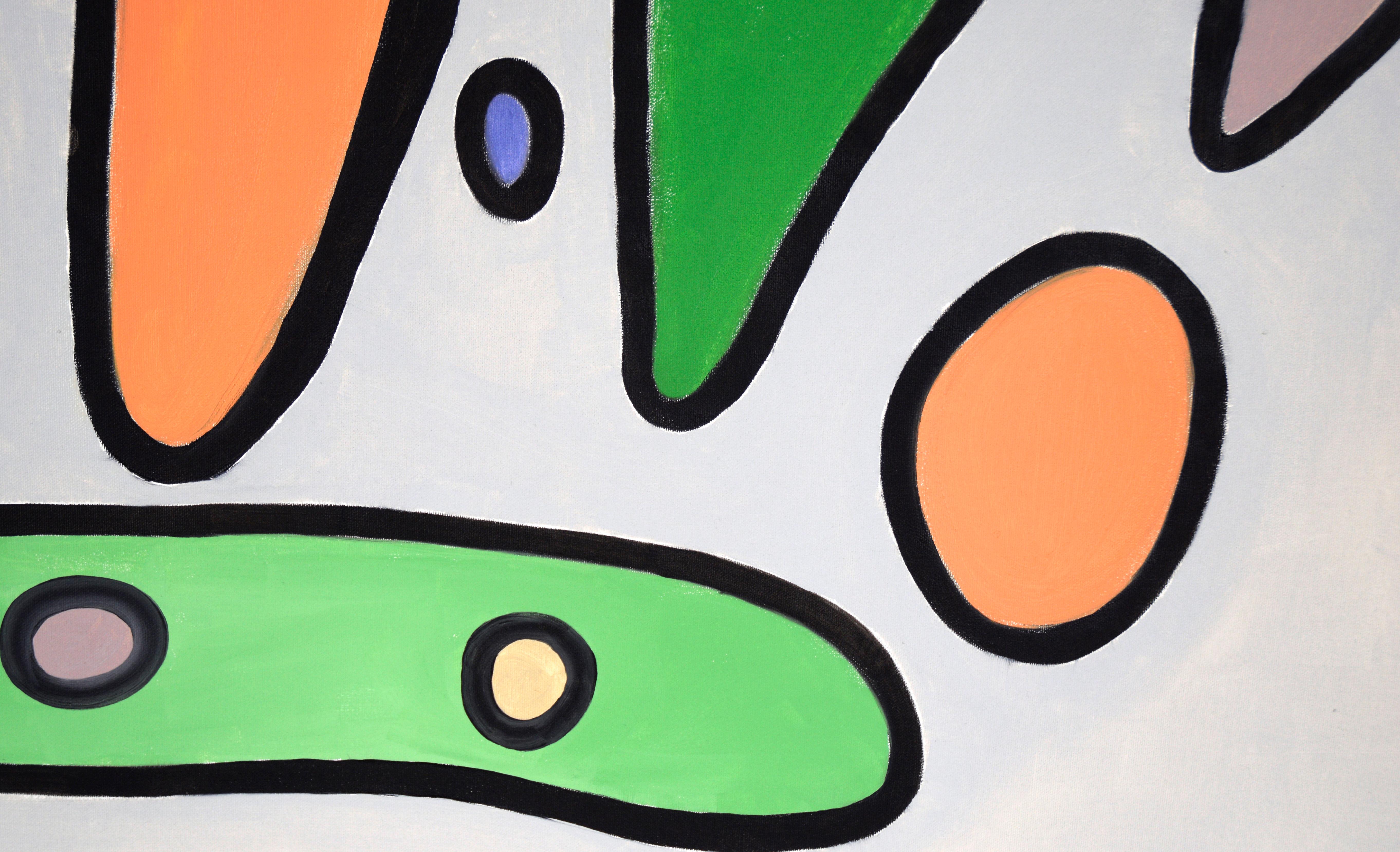Modernist Biomorphic Abstract Composition in Acrylic on Canvas

Bright, rounded shapes suspended on a soft grey background by an unknown artist (20th Century). Several shapes of varying colors and sizes are laid out across the canvas, pleasantly