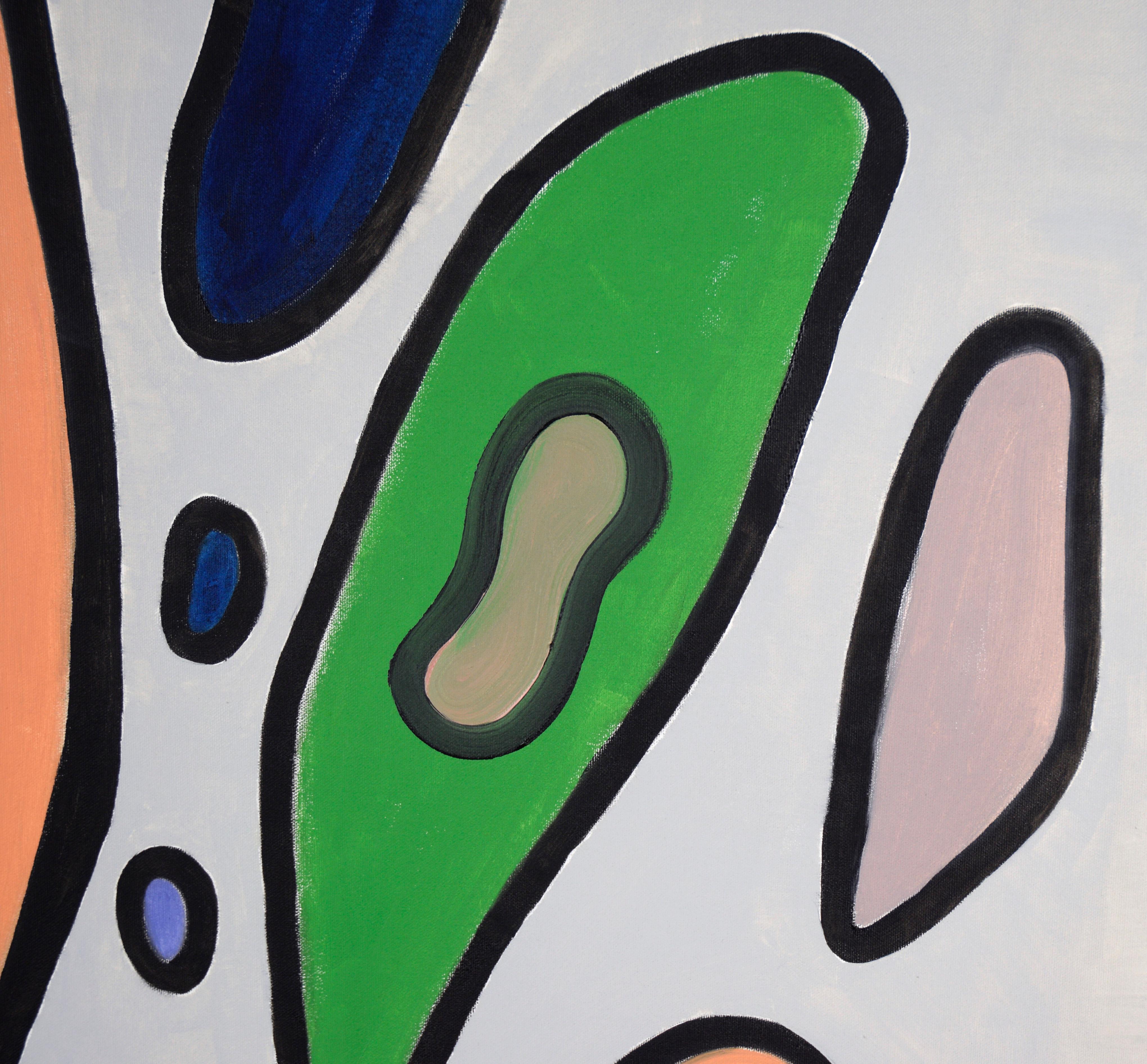 Modernist Biomorphic Abstract Composition in Acrylic on Canvas For Sale 1