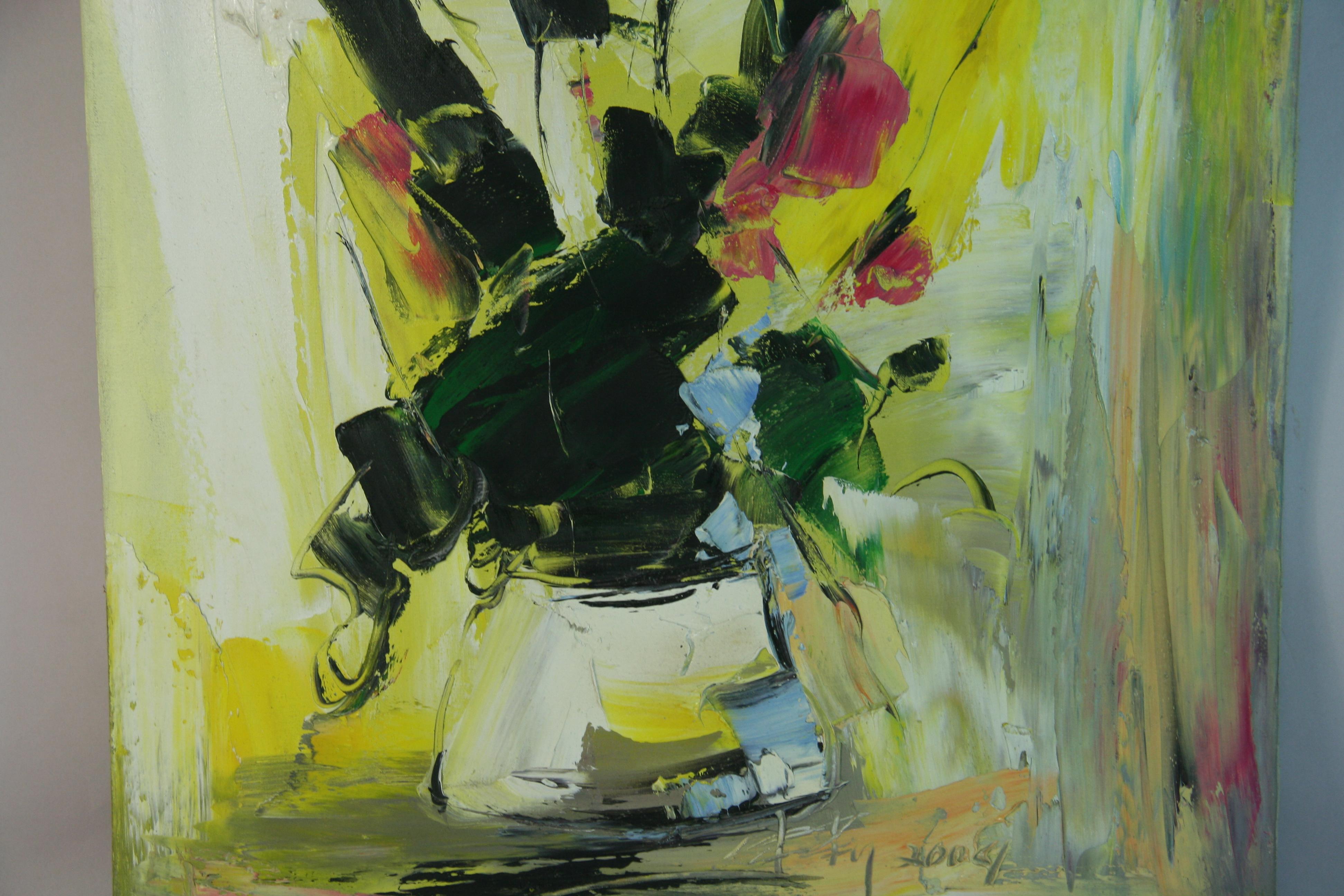 Modernista  Cúbico   Flores en un jarrón Bodegón Pintura al óleo en venta 1