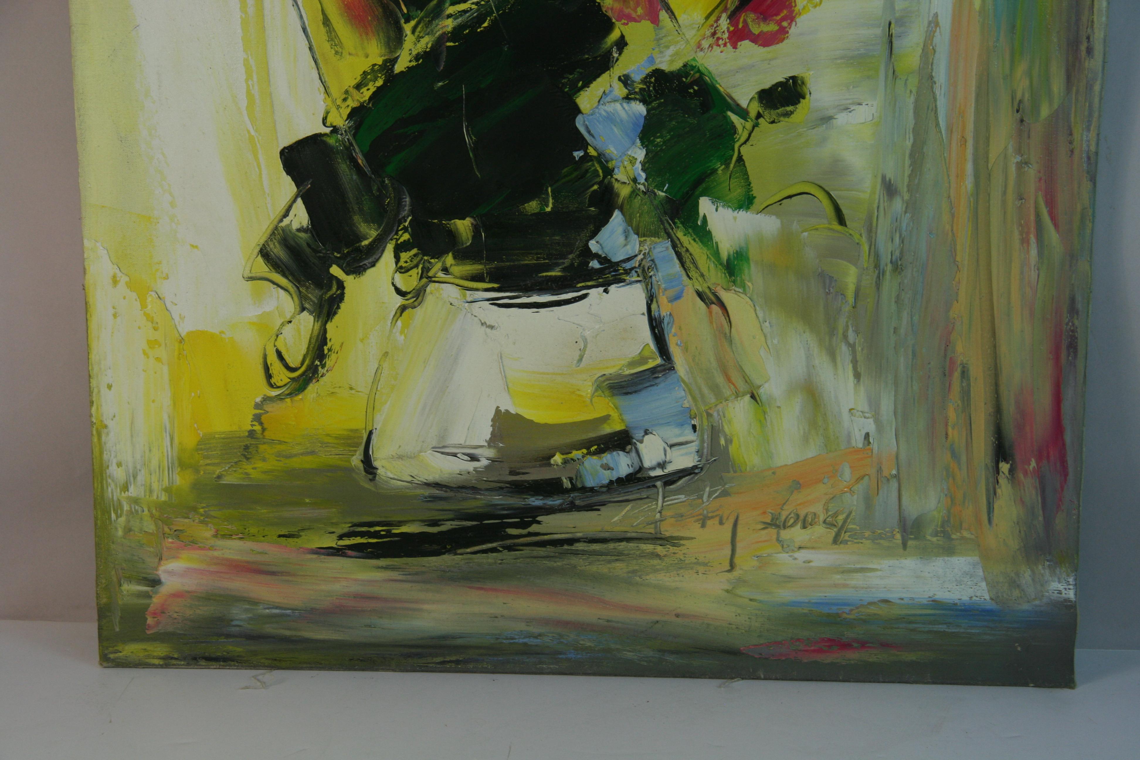 Modernista  Cúbico   Flores en un jarrón Bodegón Pintura al óleo en venta 2