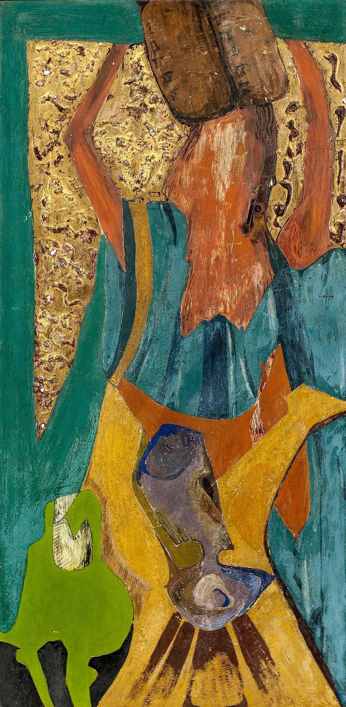 Unknown Abstract Painting - Modernist Cubist Moses on the Mount