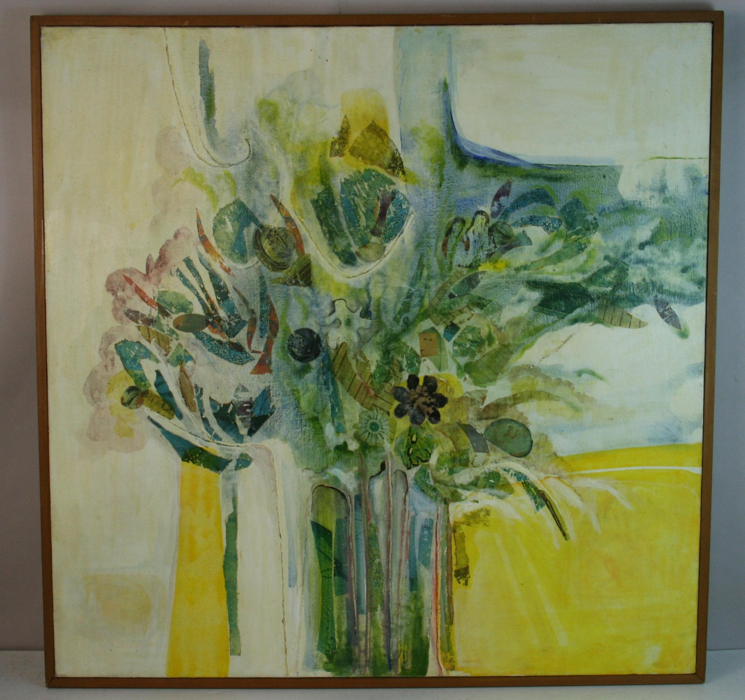 Modernistischer Expressionist Übergröße  Blumenarrangement Malerei – Painting von Unknown