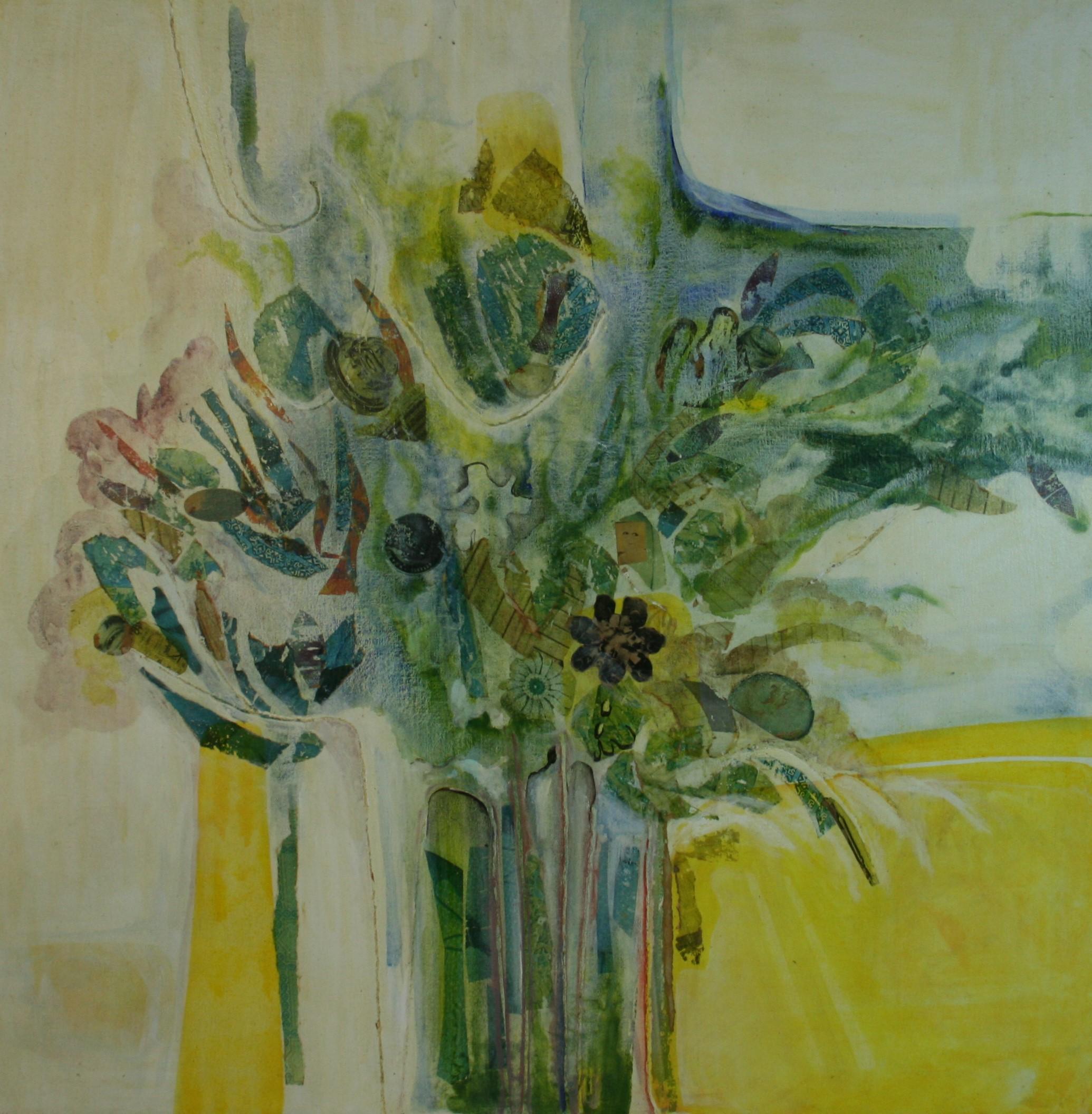 Modernistischer Expressionist Übergröße  Blumenarrangement Malerei (Braun), Interior Painting, von Unknown