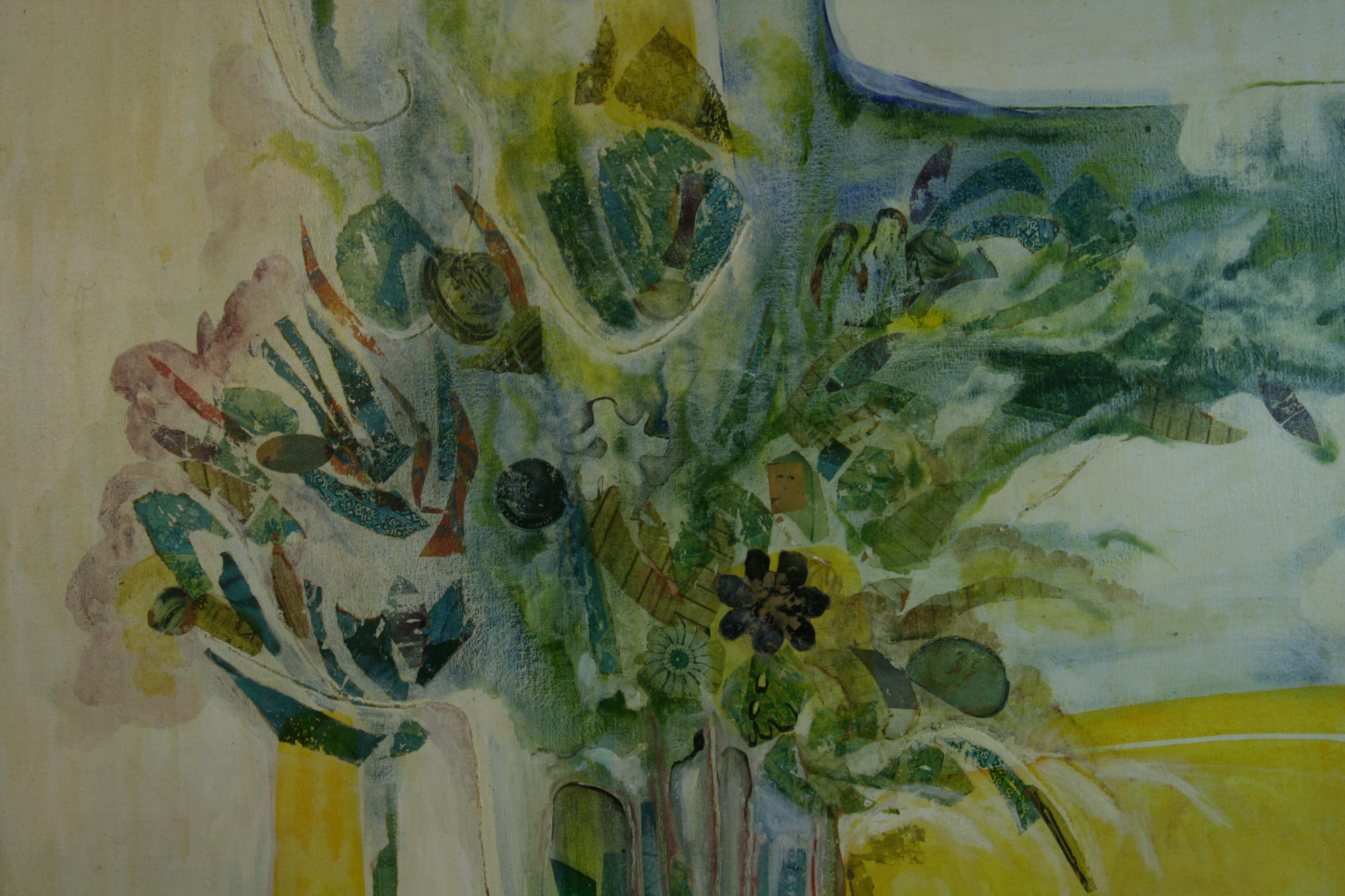 Modernistischer Expressionist Übergröße  Blumenarrangement Malerei im Angebot 1