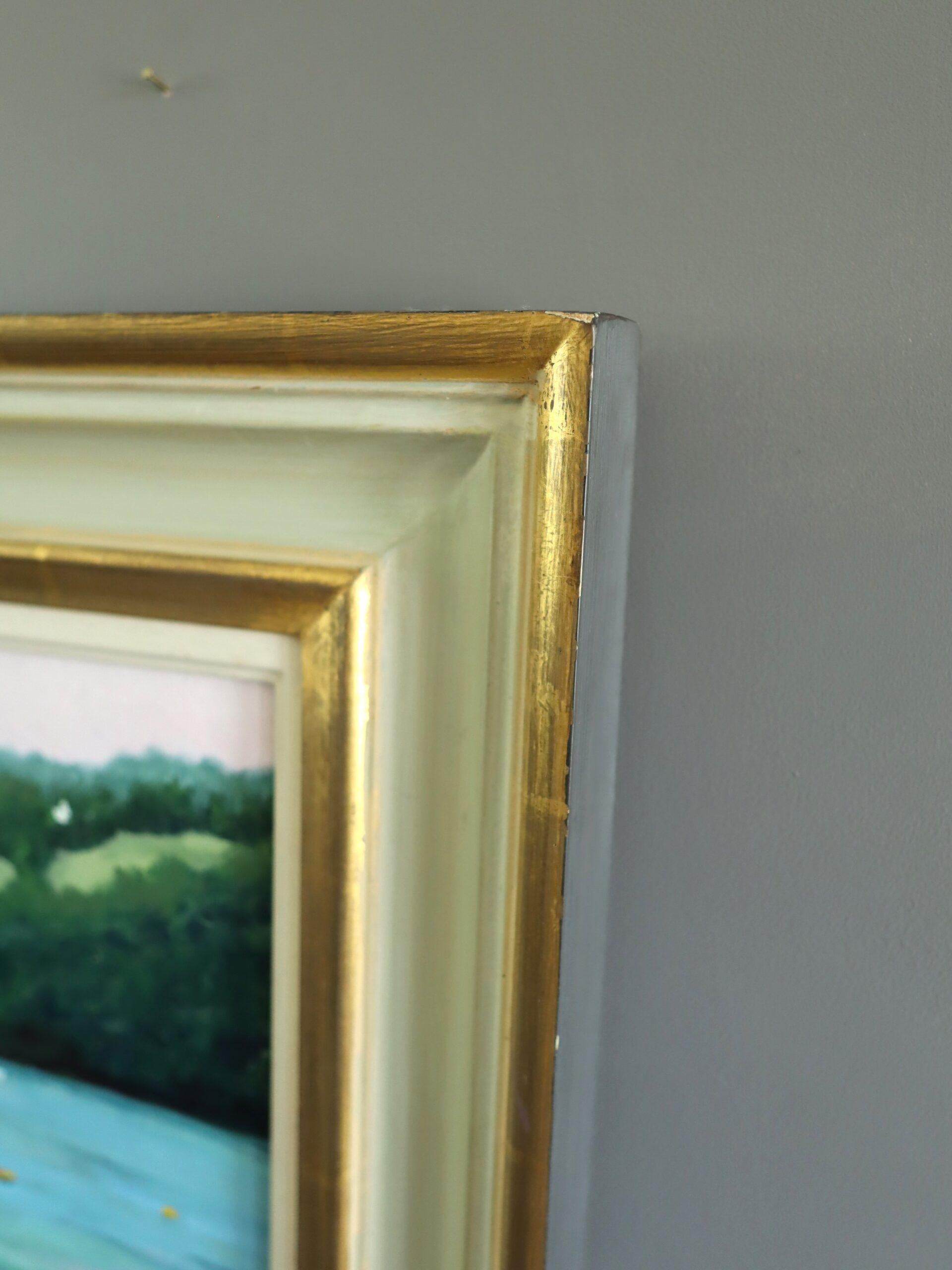 Peinture à l'huile moderniste d'un paysage expressif - Dittisham depuis le Darte en vente 2