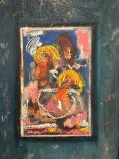 Escena interior modernista", pintura al óleo sobre lienzo, 1990