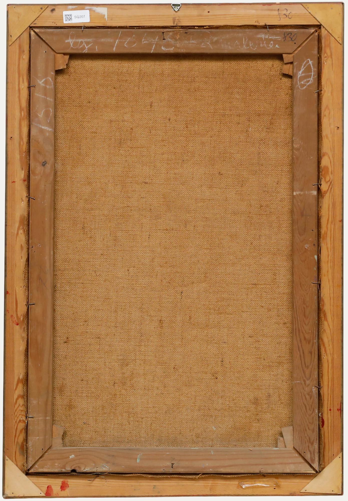 Huile moderniste du milieu du 20e siècle - Nature morte à l'hévéa - Noir Still-Life Painting par Unknown