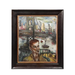 Modernist Oil on Canvas Painting "The Immigrant" signed Hida Coates Altschule Modernist Oil on Canvas Painting "The Immigrant" signed Hida Coates Altschule